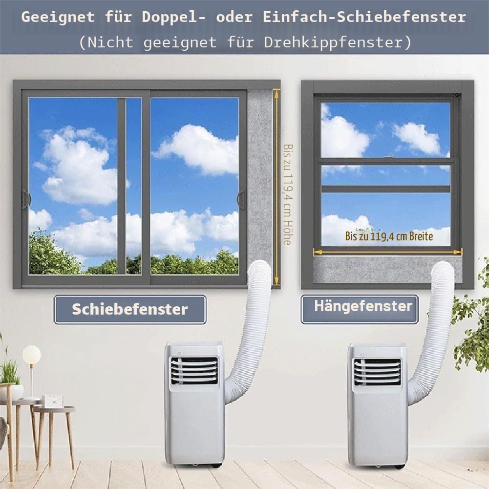 3 Stück verstellbare AC-Fenster-Isolierschaumplatten mit Montageband, verstellbare Schaumstoff-Isolierplatten für tragbare Klimaanlage, robustes tragbares Klimaanlagen-Fensterlüftungsset