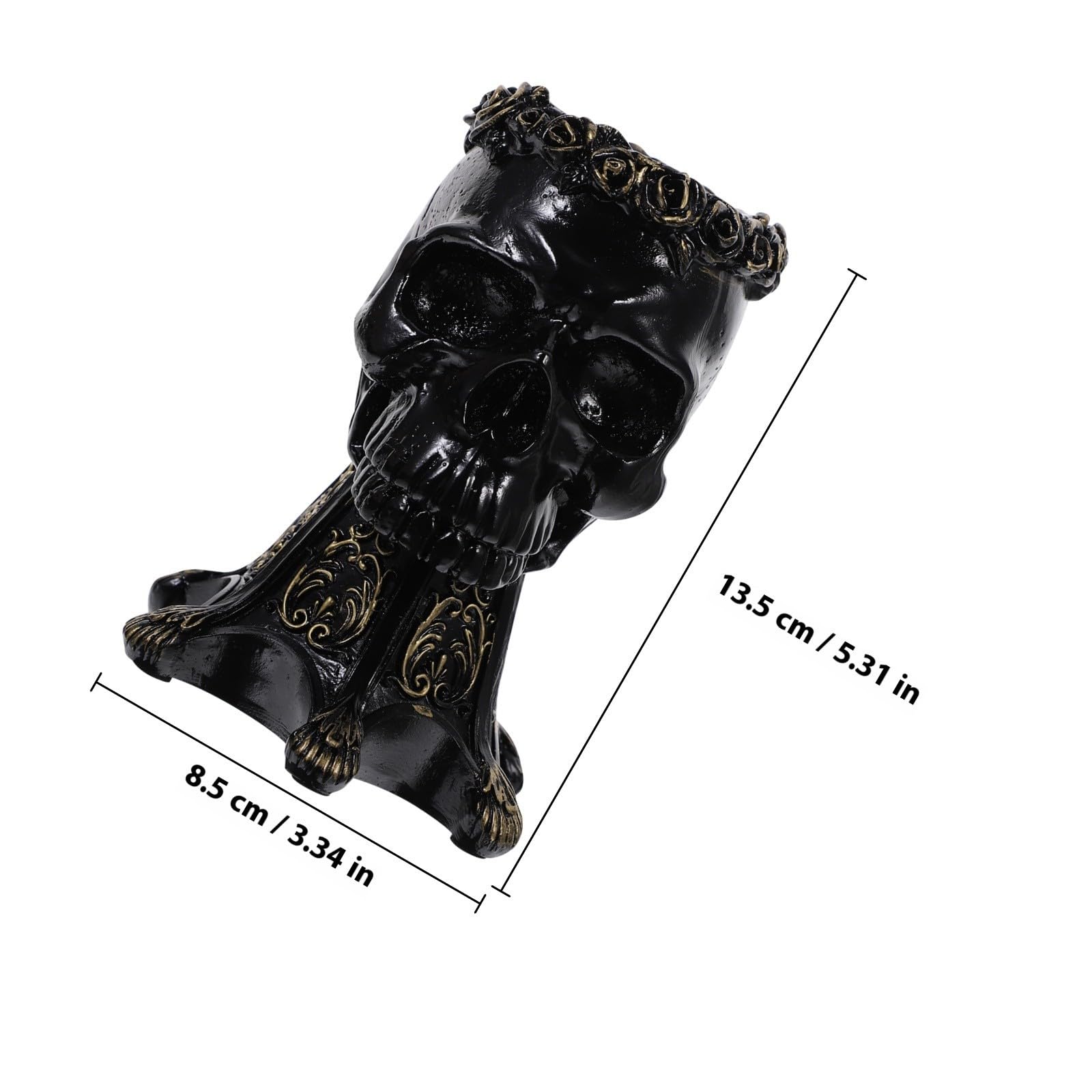 Escultura de Calavera de Resina Negra Base Soporte para Bola de Cristal, Decoración Única para Fiesta de Halloween y Hogar