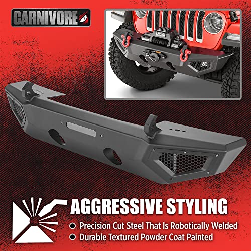 Image of Carnivore Mid Width Front Bumper - Jeep Wrangler JK, JL & Gladiator JT 2007-2023 Compatible, Fits Winches Up To 12,000 Lbs.