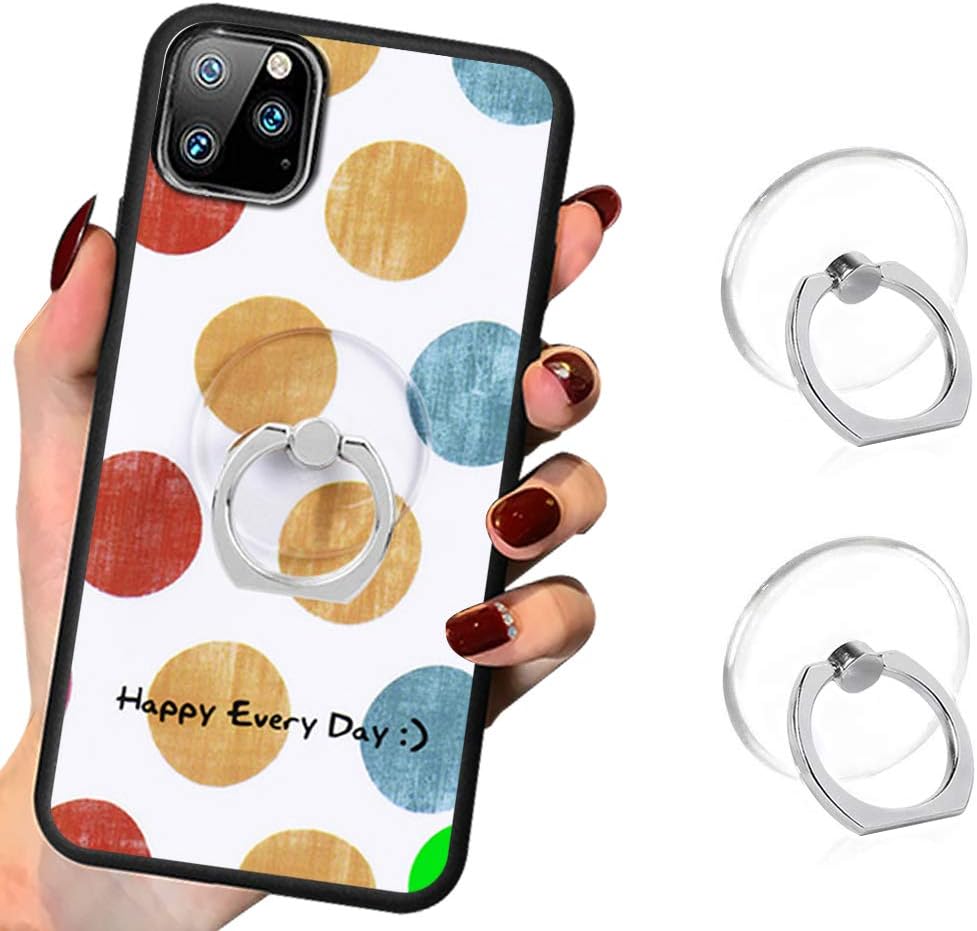 Transparent Phone Ring Cell Phone Ring Holder 360 Degree Rotation Round Finger Ring Stand Kickstand Compatible Most of Smartphones Set of 2 (Silver)
