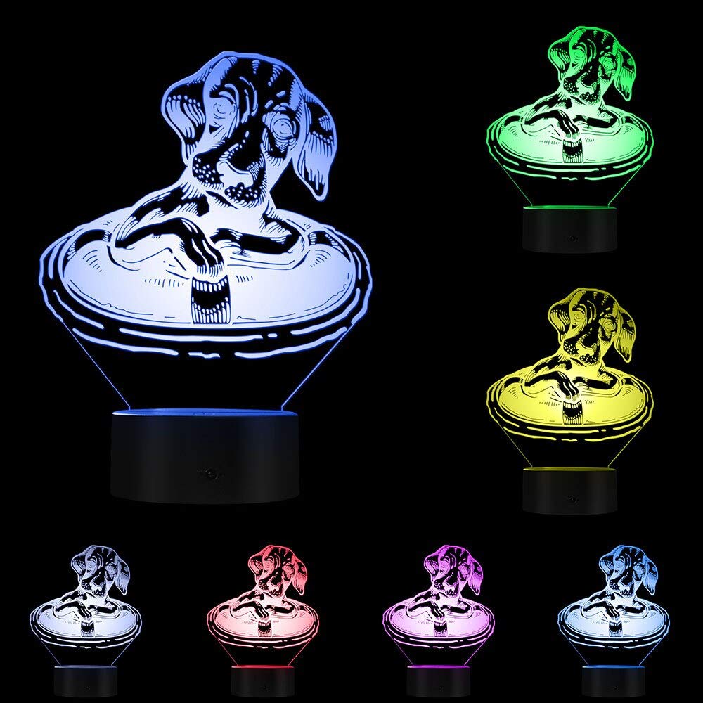 Lampada 3D Illusione LED A Forma Di Bassotto - Luce Notturna Con 7 Colori E Pulsante Touch, Alimentazione USB O Batterie, Regalo Per Bambini E Amanti Degli Animali