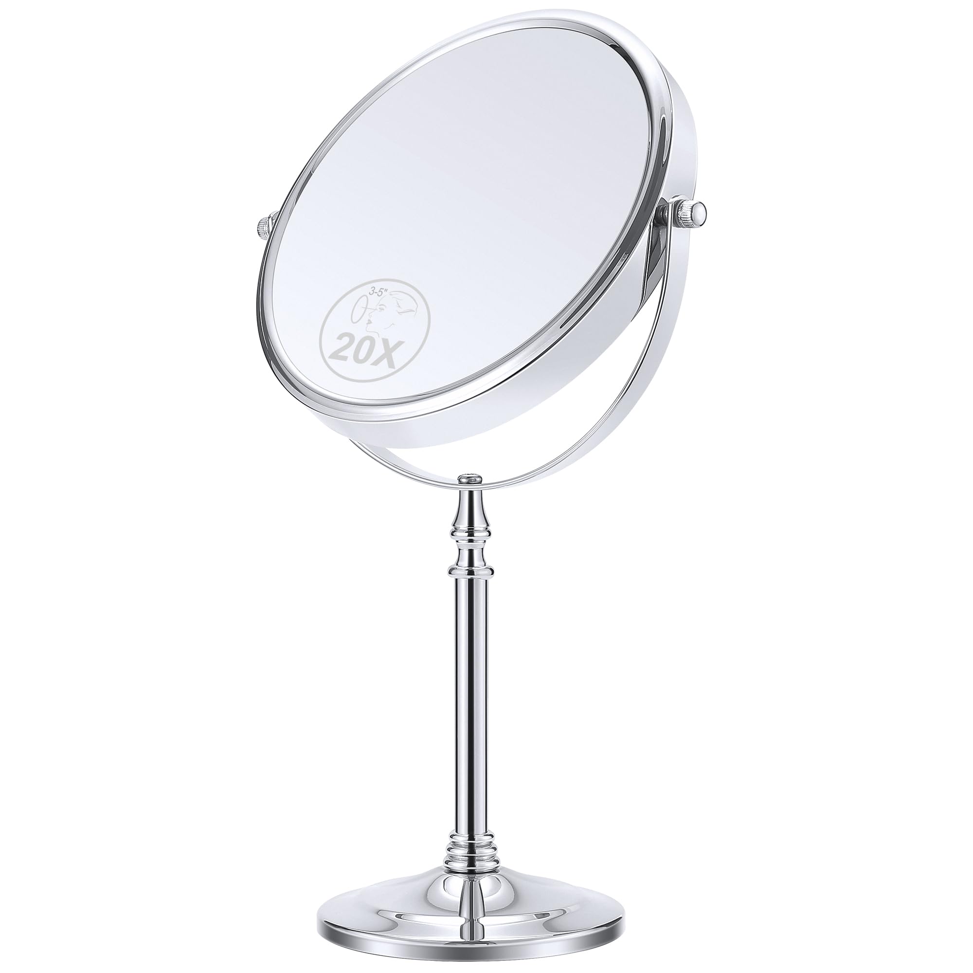 MIYADIVAMakeup Mirror With 20X Magnification, 360° Rotation Desktop Tabletop Vanity Mirror With Stand for Detail Makeup, Double Sided 8 in