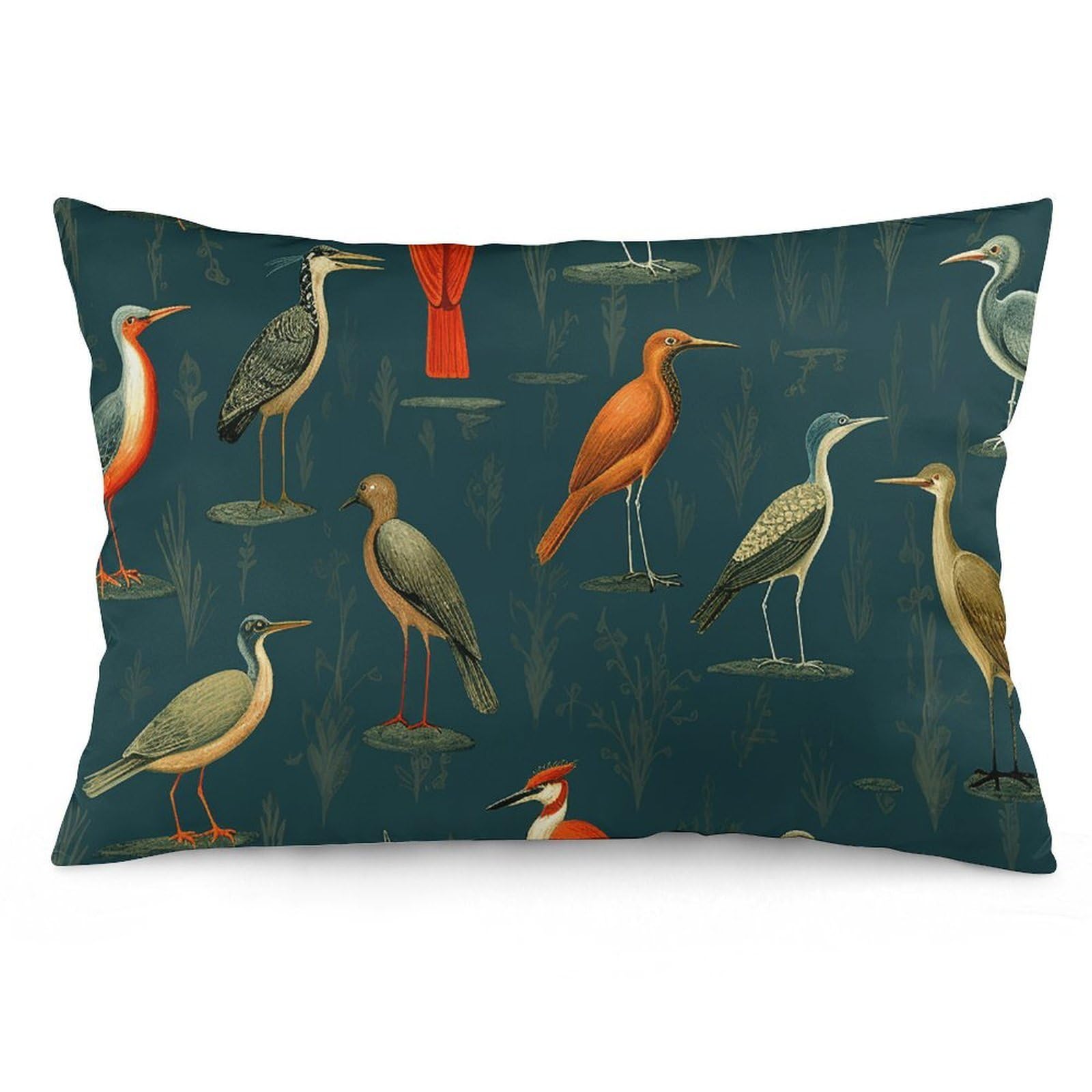 2 Pack Pillow Cases for Hair and Skin, Soft Breathable Pillow Case Covers with Hidden Zipper, Red and White Bird Pillowcase 12 "x20 Pillow Covers for Sleeping Gift
