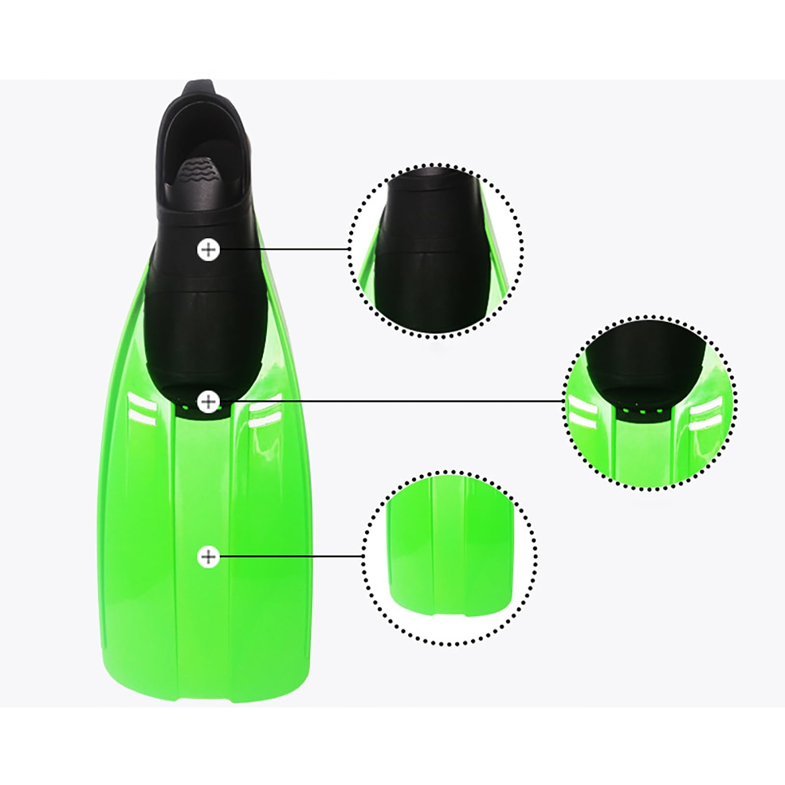 Flossen Schwimmflossen-Set, Fußtauchschuhe, Flossen, Schnorchel-Set(Grün,M)