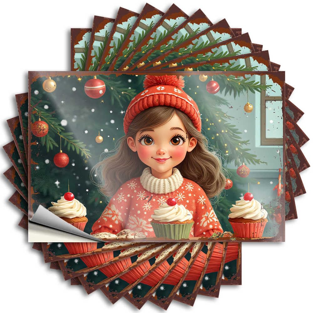 Tattoo Guys Easy Apply | Christmas Cupcakes: A Festive Treat with Snowy Background Bookish Hat Peel and Stick(12X18CM)