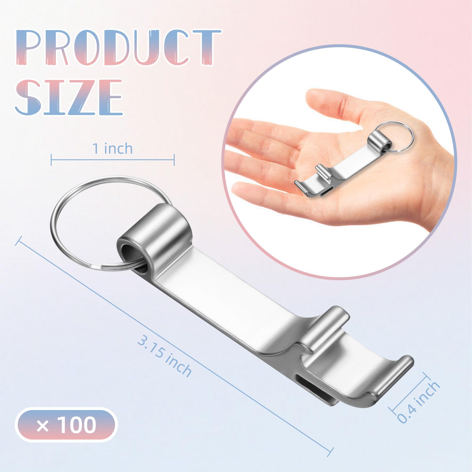 100 Pcs Bottle Opener Keychain, Black Beer Opener Keychain - Image 2