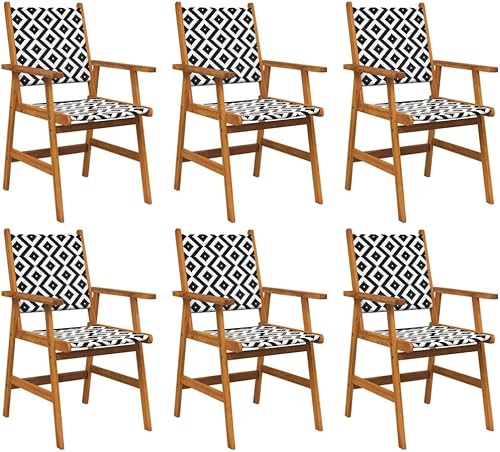 Miniatura 3 de Patio Chairs 6 pcs Solid Acacia Wood Outdoor Patio Chair Lawn Sillas para Comedor Kitchen Table Chairs for Study Picnic Living Room Terrace