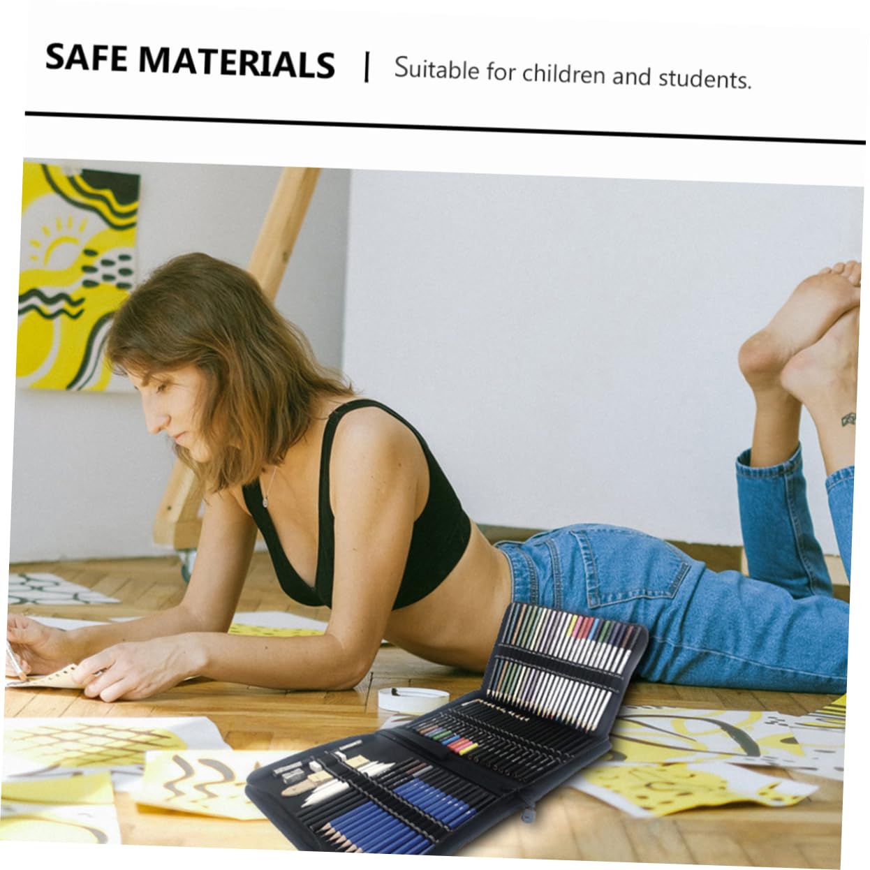 Housoutil Skizzenstifte für Kunststudenten, 72 Stück Zeichenstifte | Schwarz, Holz und Kunststoff, für Zeichnen und Malvorlagen, Canvas Aufbewahrung