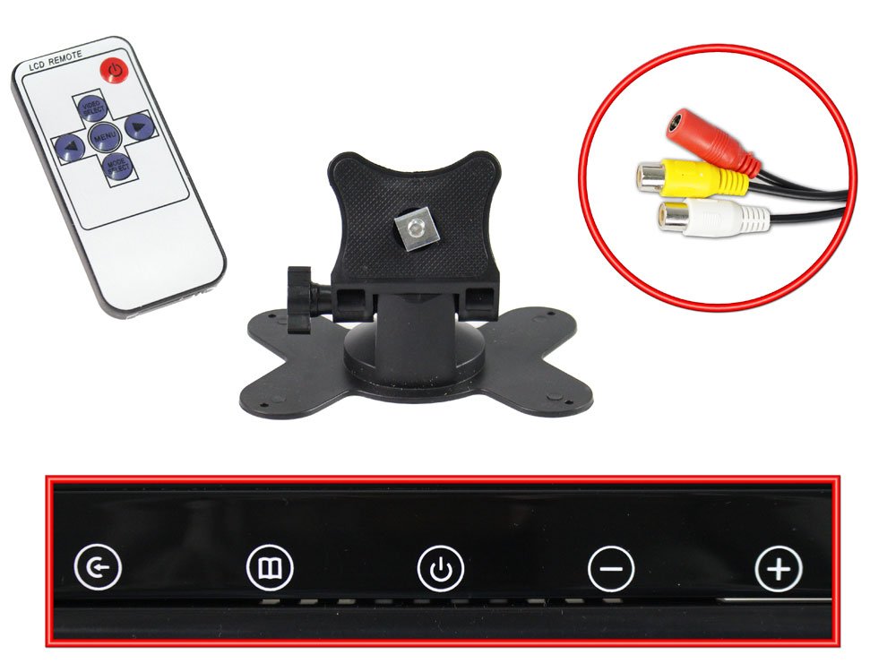 Vetrineinrete® Monitor lcd 10,1 pollici a colori per telecamera videosorveglianza con telecomando 10,1" con connessione rca per macchina auto casa camper C14