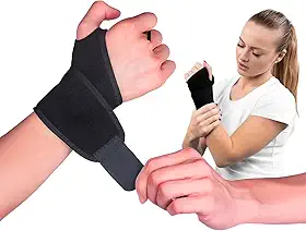 Munhequeira De Alta Compressão Estabilização Elástica Velcro Ajustável Atoalhada Premium Profissional - Protetor Punho E Pulso Para Tendinite Articulação Ideal Recuperação Ortopédica Alívio Dores Nas Mão Lesão Tala Tratamento Cor Preto