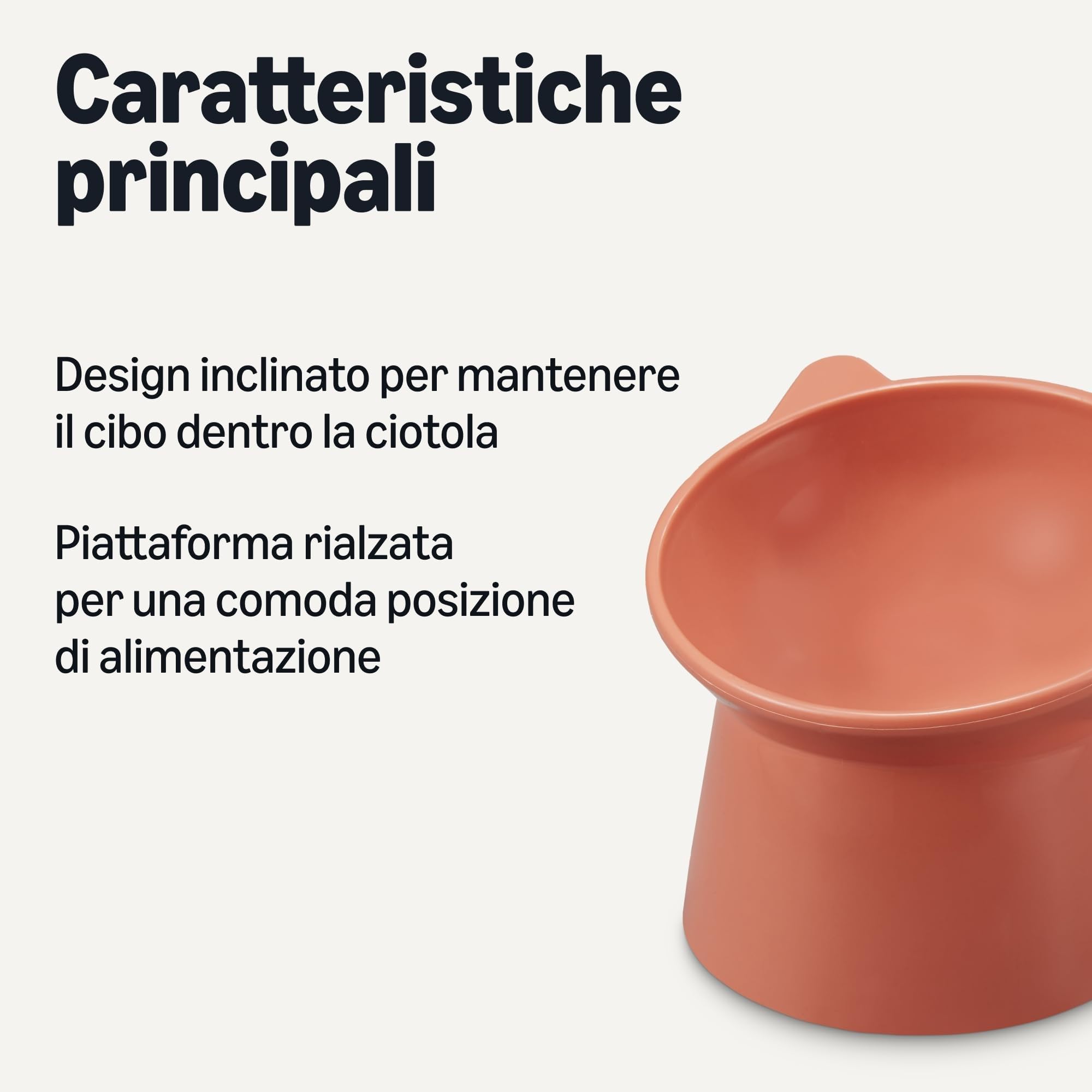 Amazon Basics, Ciotole Rialzate per Gatti, a Forma di Orecchio di Gatto, Confezione da 2, 13,2 × 13,2 × 11,4 cm, Arancione e Blu