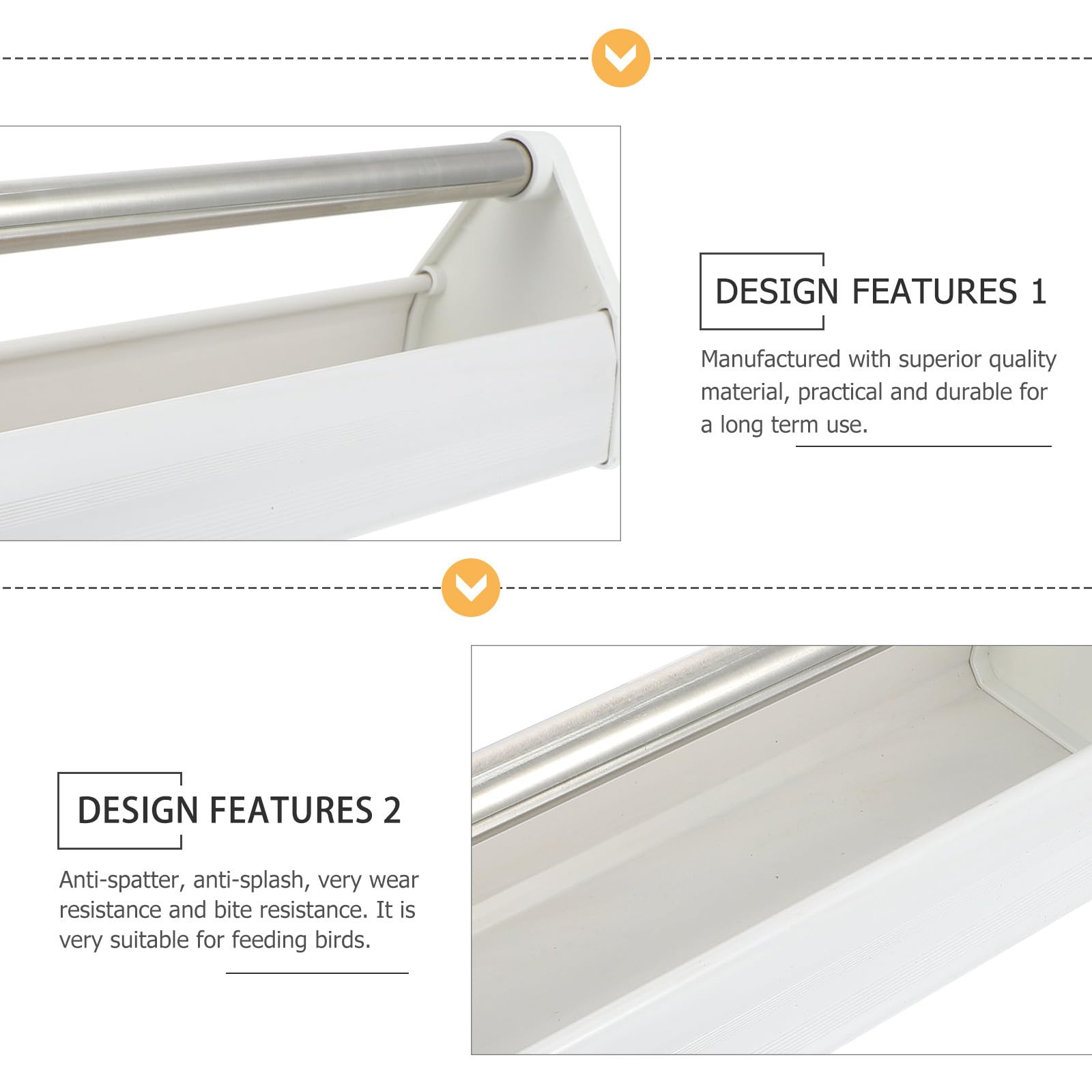 Mangeoire Anti-déversement Robuste et Facile à Nettoyer pour en Acier Inoxydable Blanc, Mangeoire Pratique pour Oiseaux D'intérieur et Parcs