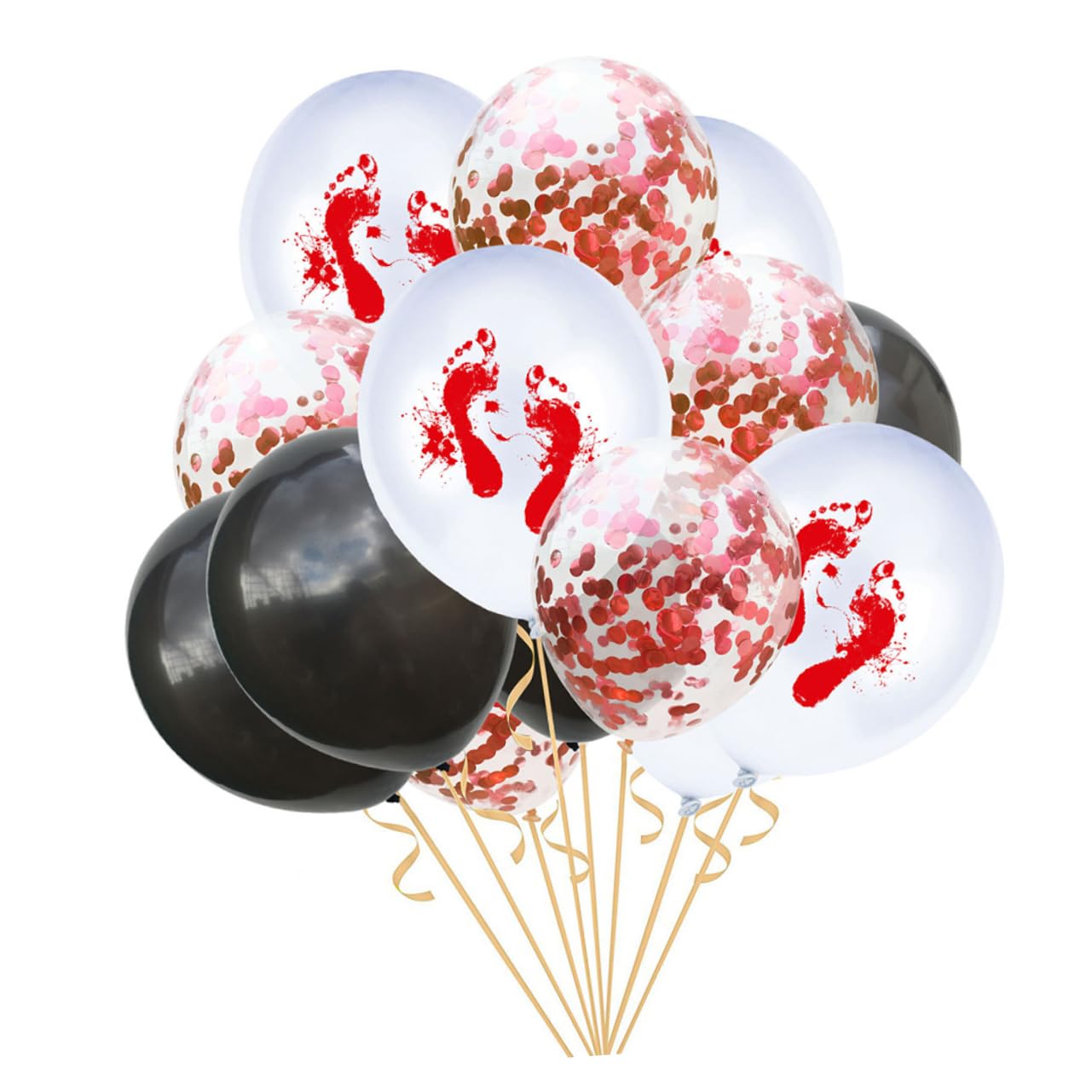 Abaodam 60 Pezzi 12 Palloncini Di Halloween Decorazione Impronta Di Mano Impronta Palloncini Set Paillettes Rosse Coriandoli 12 Pollici Decorazioni Per Feste