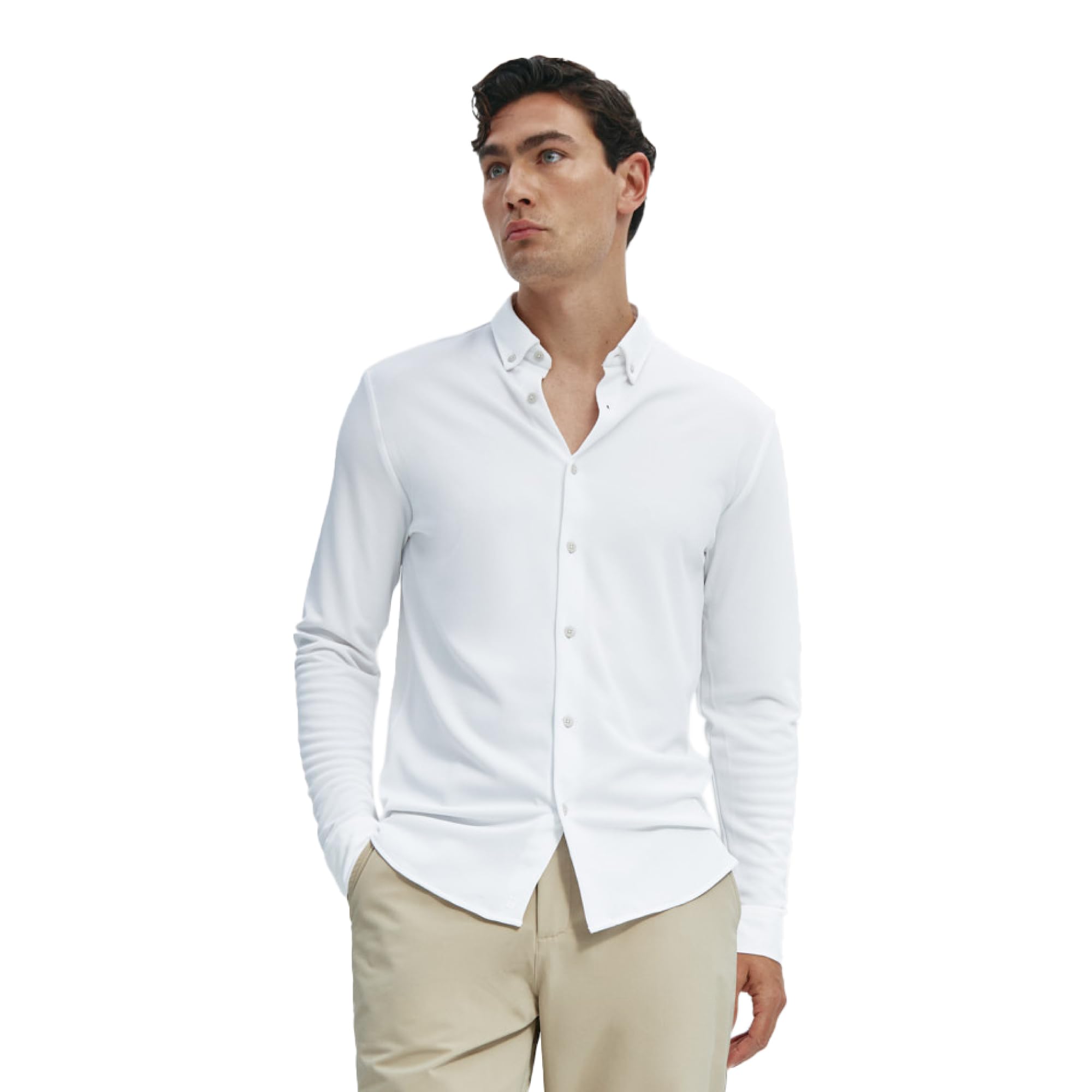 Sepiia Antiarrugas Antimanchas Antiolores Transpirable Entalle Medium Camisa Casual para Hombre