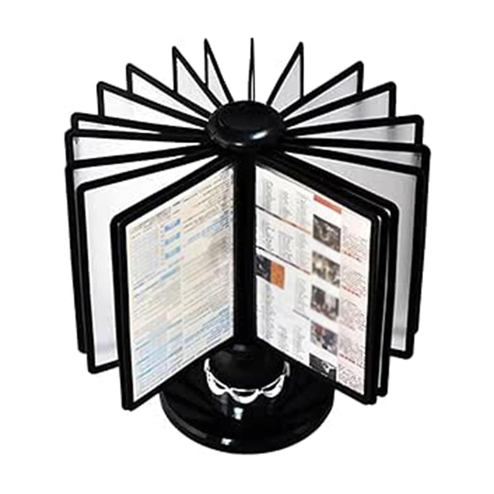 Soporte De Exhibición Giratorio De 20 Paneles Y Estante De Promoción | Estante de exhibición giratorio de 360°, base de hierro pesado, almohadillas antideslizantes, ideal for restaurantes(A4)