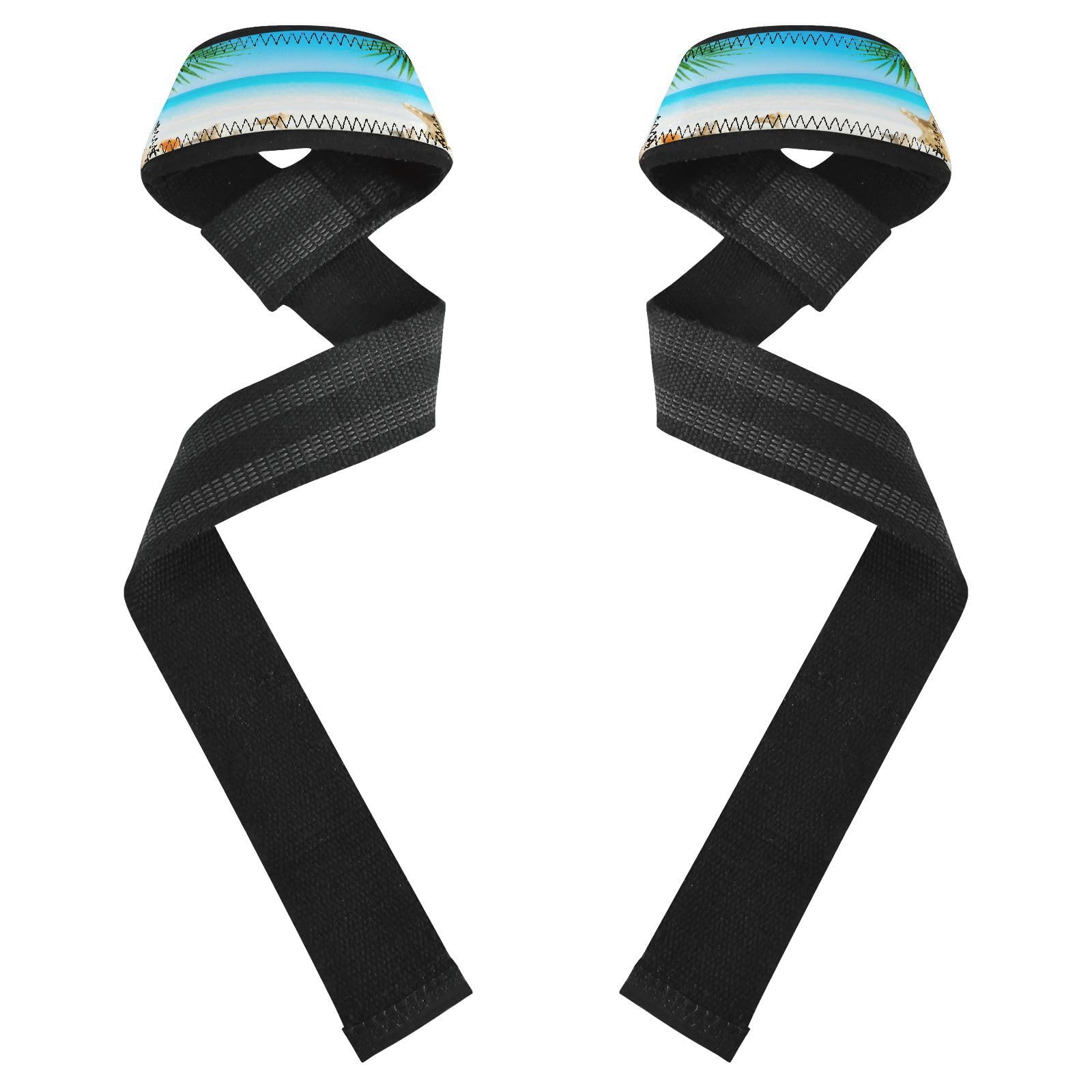 STAYTOP Blue Ocean and Seashells Wrist Straps for Weightlifting,Lifting Straps with Neoprene Cushioned Wrist Padded and Anti-Skid Silicone for Strength Training,Bodybuilding,Deadlifting