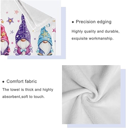 Miniatura 4 de ALAZA Juego de toallas de baño, gnomos de Navidad con estrellas, toallas de 3 piezas, 1 toalla de baño, 1 toalla de baño, 1 toalla de mano, juego de
