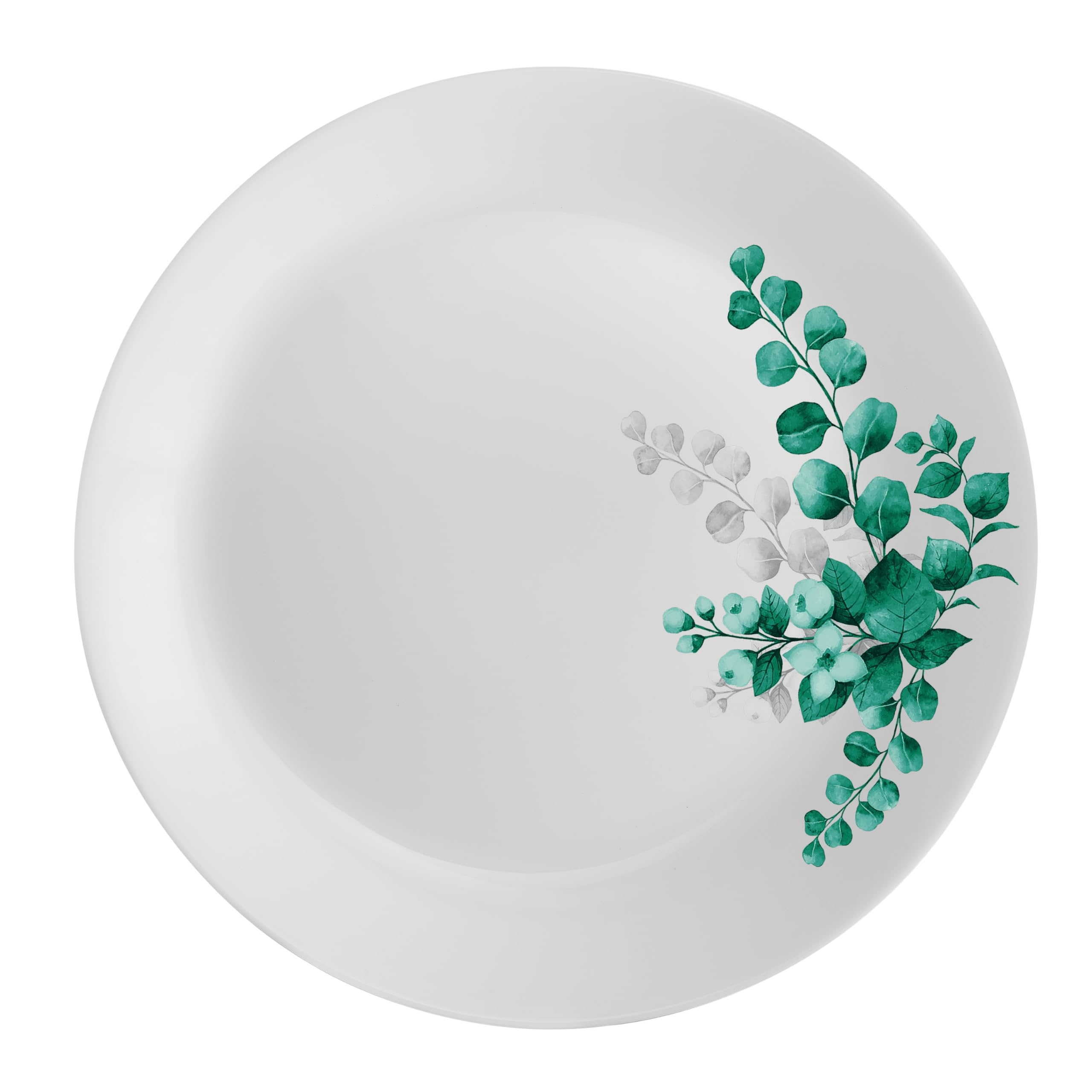 Ester Zarah Opalware Aqua Leaves Premium Dinner Plate, 27 cm, Dinnerware Dish for Kitchen Serving