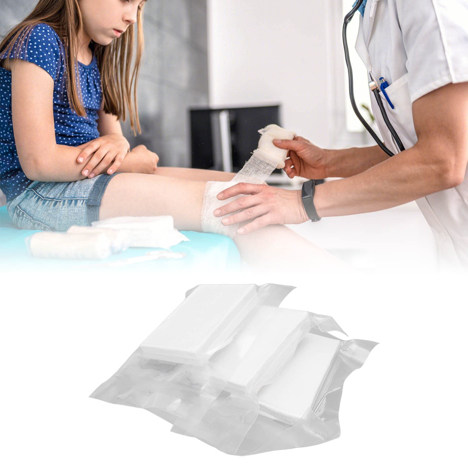 Gauze Rolls Pack, Compression Curve Gauze Block White Absorbent Cotton for Home Outdoor