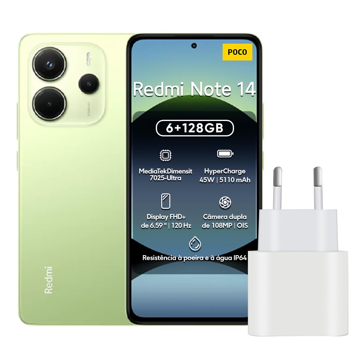 Xiaomi Redmi Note 14 4G (6GB RAM + 128GB Storage) (Lime Green