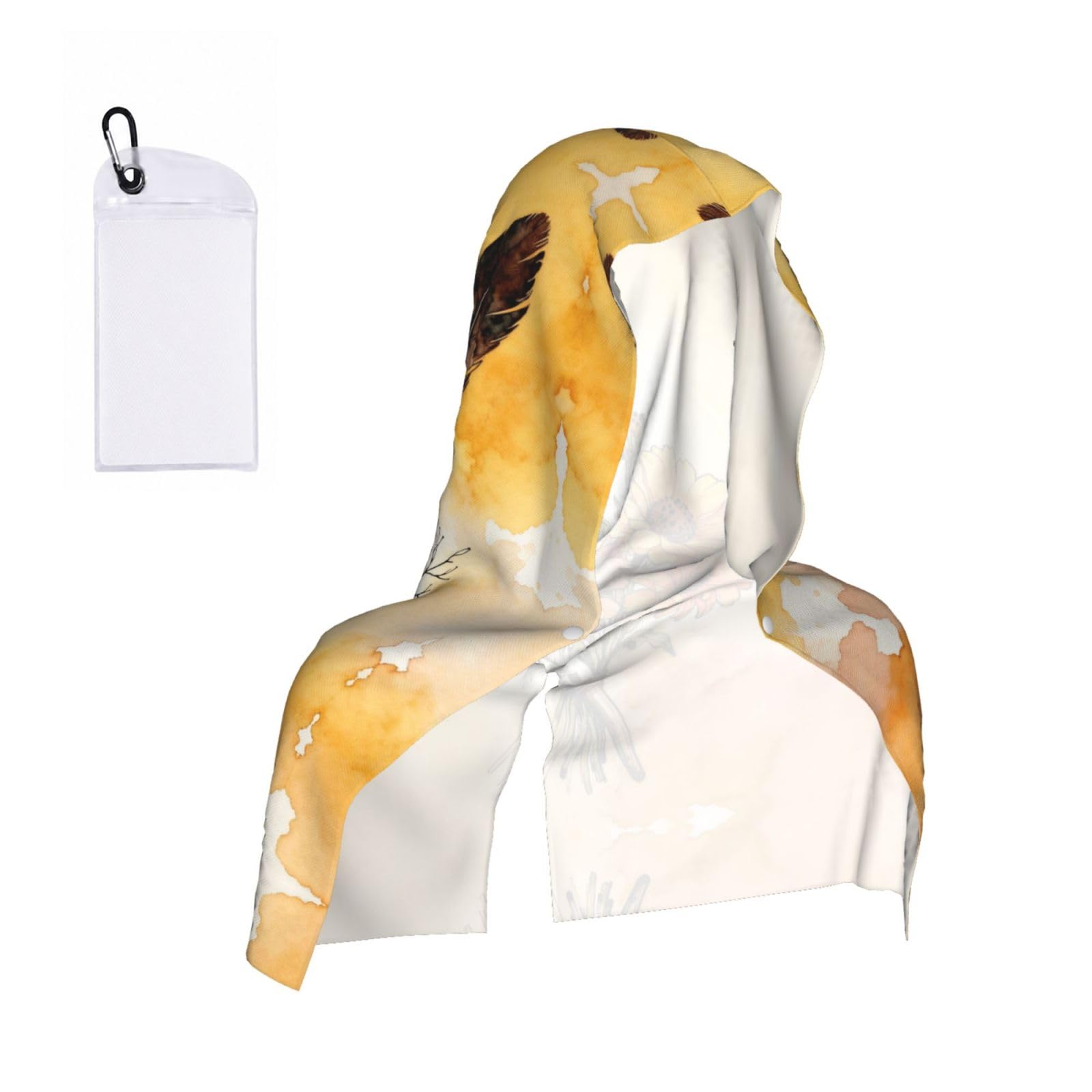 CNTDBU Flowers and Feathers Cooling Towel Hooded-Instant Chill Neck Cover for Sports, UV Cooling Rag for Running Gym