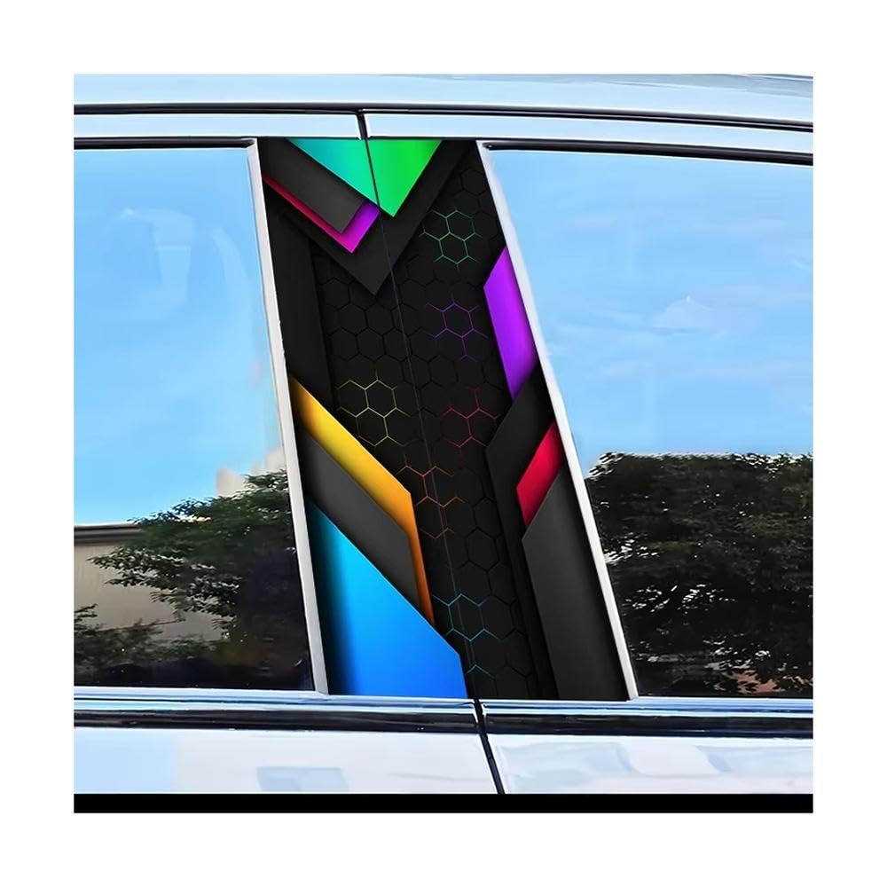 Bertdcx One Color 2Pcs Car Center Pillar Protection Stickers Geometry Pattern Scratch Resistant Film Auto Parts