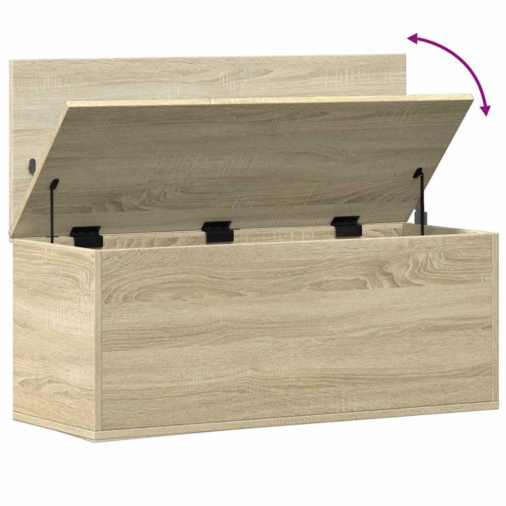 vidaXL Caja de almacenaje Madera ingeniería Roble Sonoma 90x35x35 cm, Caja de Mantas, Cofre de Almacenamiento, baúl de Juguetes, Caja de Juguetes