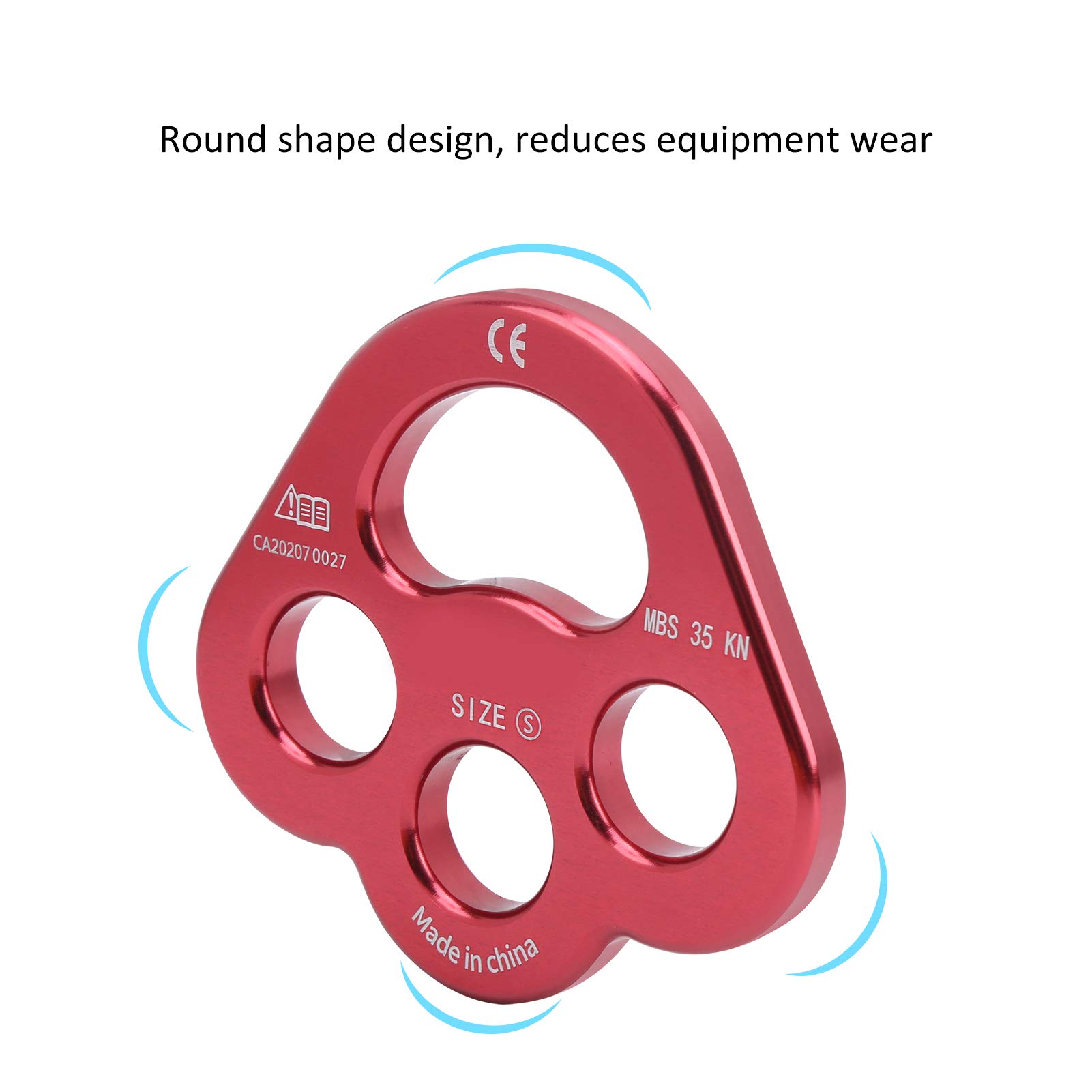 Sartiame a 3 Fori climbing Fori, Connettore divisorio Multi-Ancoraggio Piastra di Rigging Attrezzatura per Arrampicata per Alpinismo 3 Fori Piastra Arrampicata Rosso Attrezzatura