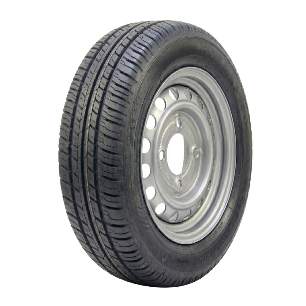 Roue complète 135/80R13 13" - 4 Trous - Entraxe 130mm - Déport 20 - Pour remorque - 13 pouces - Largeur 135mm - Indice de vitesse T 190km/h - Indice de charge 70 (335kg)