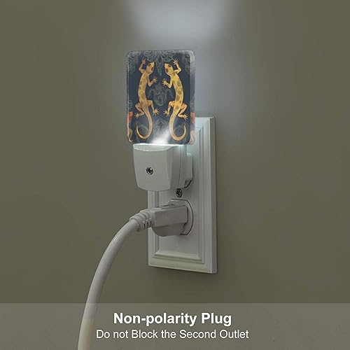 Miniatura 4 de WSOIHFEC Gecko - Luz nocturna con estampado de lagartos para enchufar a la pared, luces LED con sensor de atardecer a amanecer, lámpara de pared