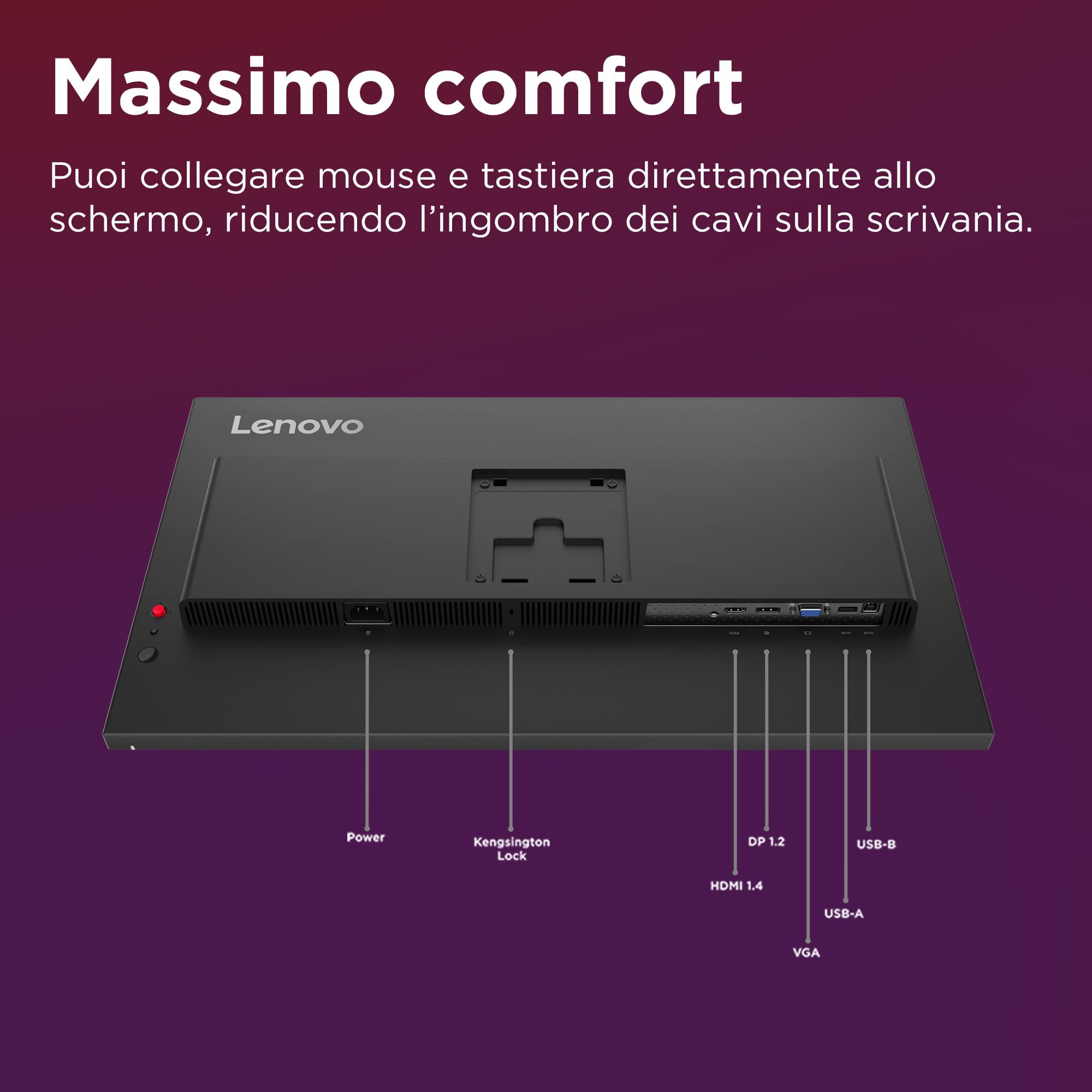 Lenovo ThinkVision T-series, monitor professionale Full HD da 24", schermo IPS ad alta fedeltà, frequenza variabile fino a 120Hz e base ergonomica regolabile – Nero
