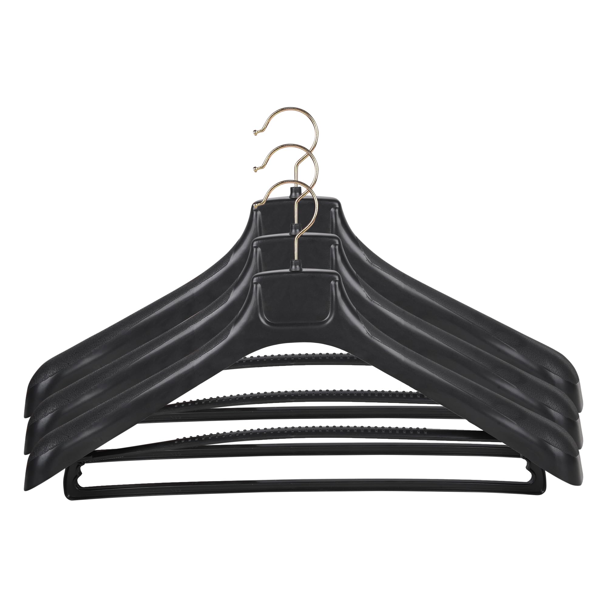 ROLLYWARE™ Unique Design Plastic Coat Hanger with Locking Bar for Clothes Wardrobe,. Coat, Sarees, Pants,Clothes Locking Bar Hanger Pack of (Black, 3)-image-14