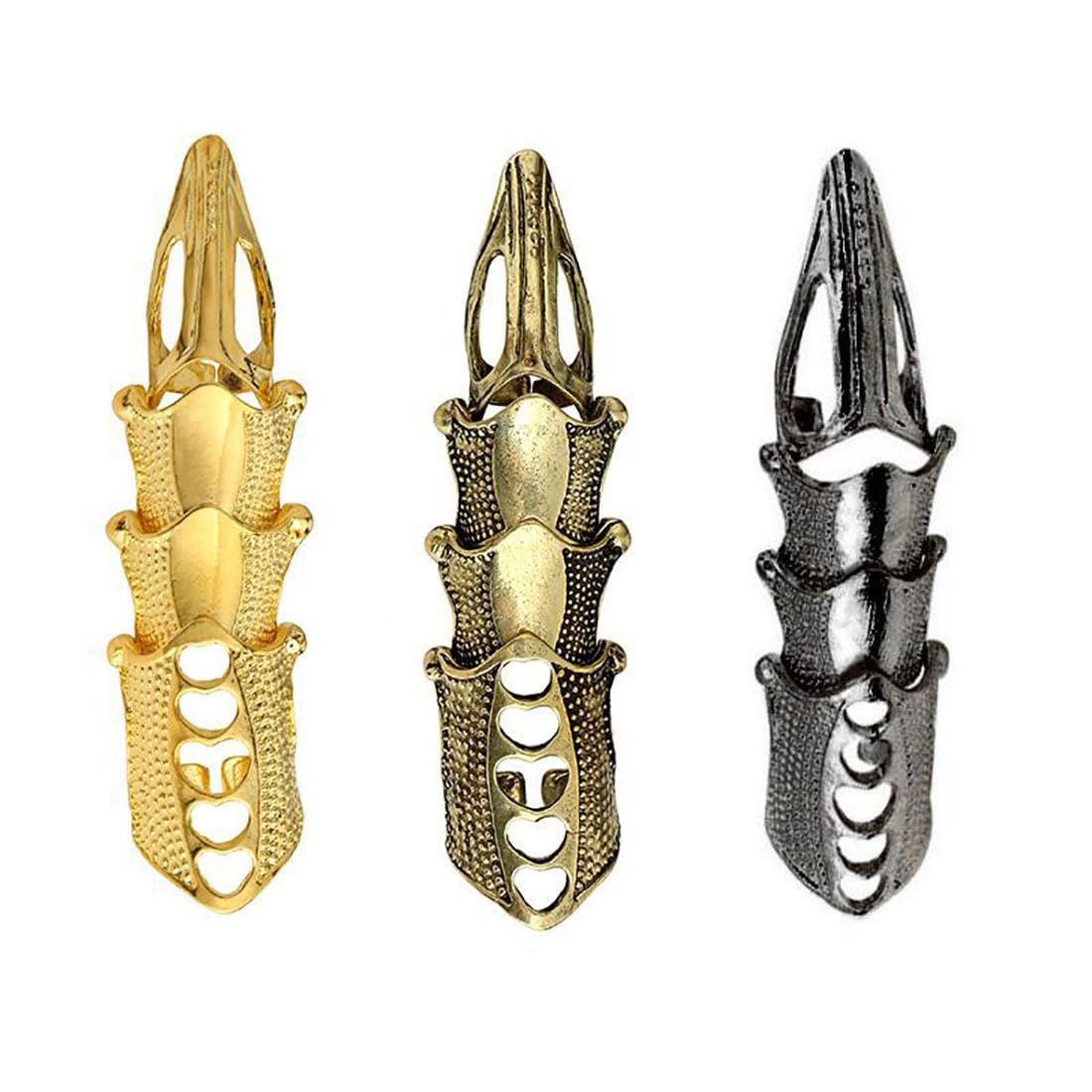 5 Bagues Punk Griffe Gothique Articulées - Accessoire Cosplay Halloween - Hommes/Femmes