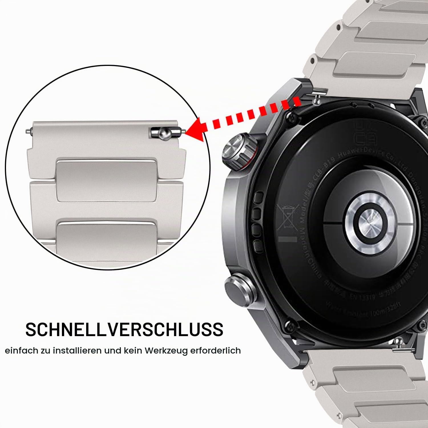 TRUMiRR Titan Armband Ersatz für HUAWEI Watch 5 46mm, 22mm Titan Edelstahl Uhrenarmband Metall Integrierte Dornschließe Armband für HUAWEI Watch GT 5 / GT 5 Pro 46mm