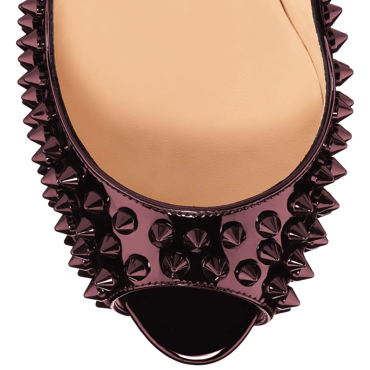 FSJ Women Classic Rivets Platform Heel Peep Toe Pumps High Stiletto Heel Slip On Studded Sexy Wedding Party Dance Shoes Size 4-16 US: 9.5 Black