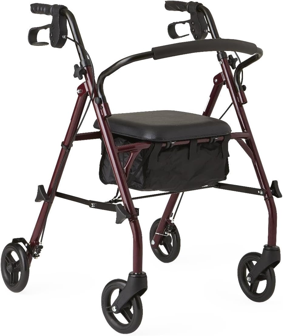 Medline Steel Rollator Walker with Seat