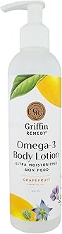 Griffin Remedy Omega-3 Body Lotion-Grapefruit Essential Oils and Organic MSM, Ultra Moisturizing, All Natural, Paraben Free, Sulfate Free 8 fl oz