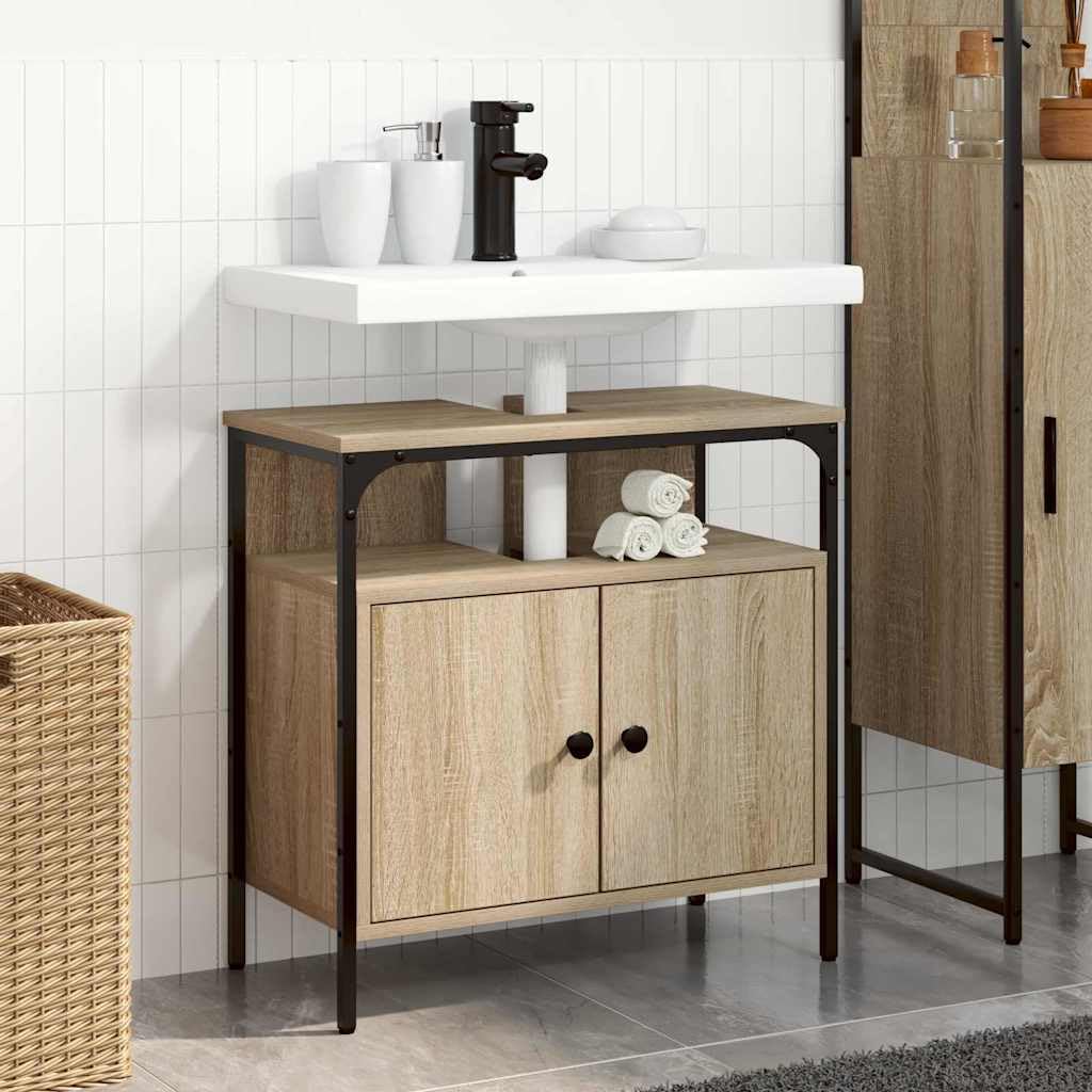 Mueble de baño con puerta beige 60 x 30 x 60 cm, material de madera, espacio de almacenamiento para lavabo, armario de baño con estante, cómoda para invitados, organizador para lavabo y cuarto