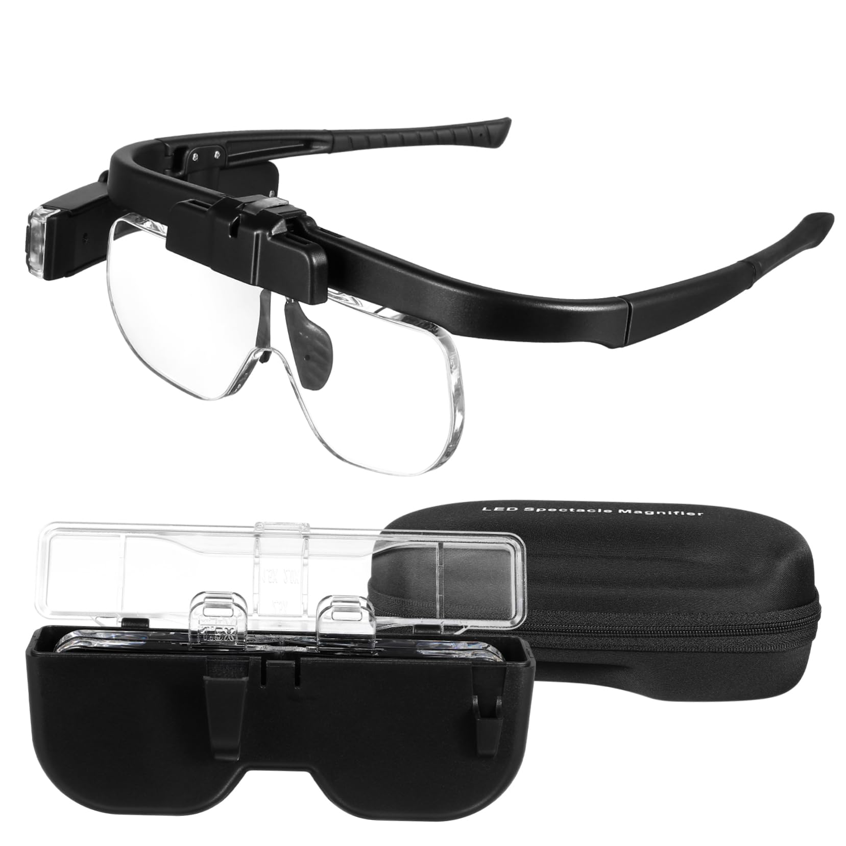 Veemoon Lentes Luz LED Recargable para Lectura y Manualidades Gafas para Trabajo de Precisión Versátiles para Personas Mayores y Hobbies