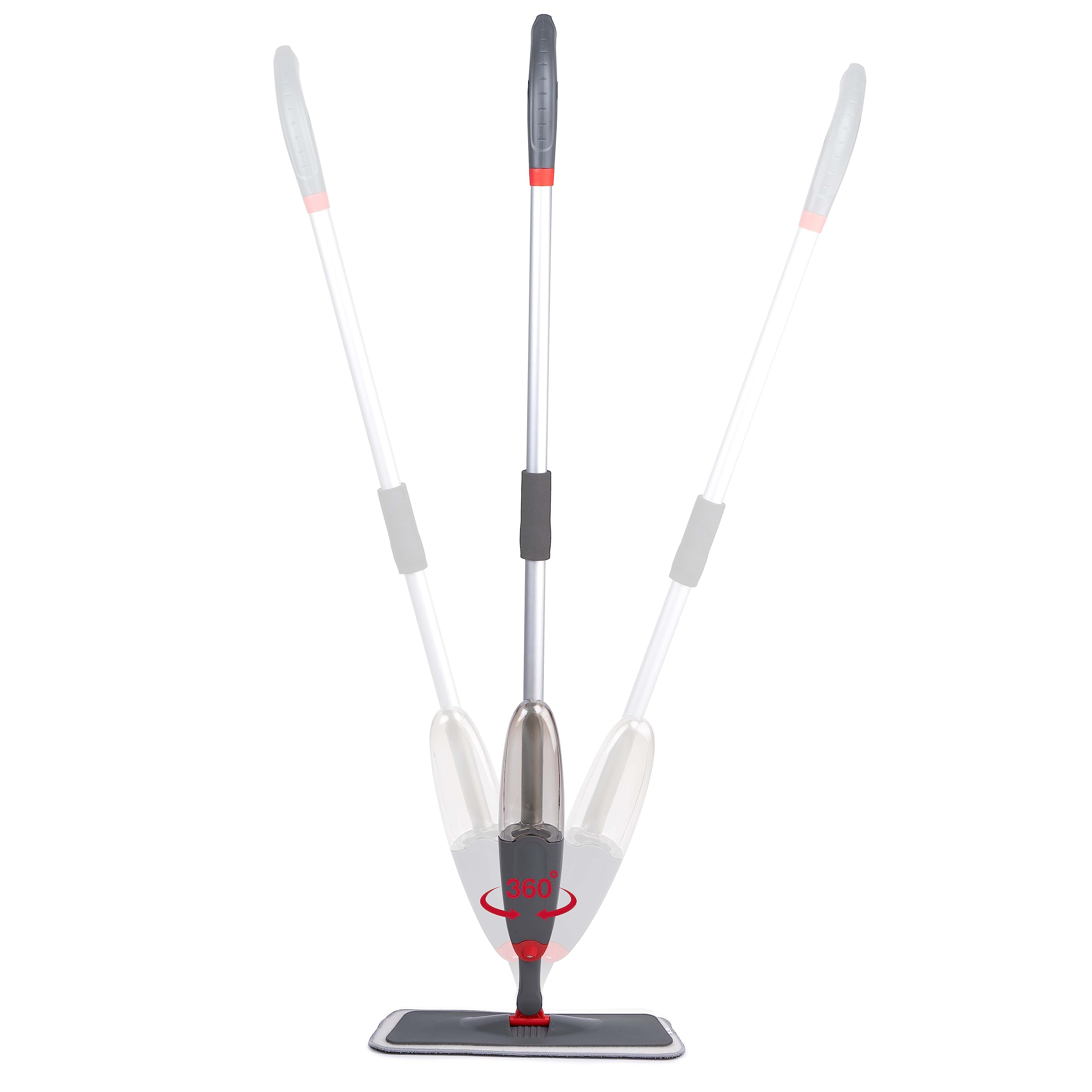 Dirt Devil Mop ze spryskiwaczem, obracany o 360°, w zestawie ze ściereczką do mopa, butelka do uzupełniania 640 ml, do użytku na mokro i na sucho, tworzywo sztuczne, kolor szary