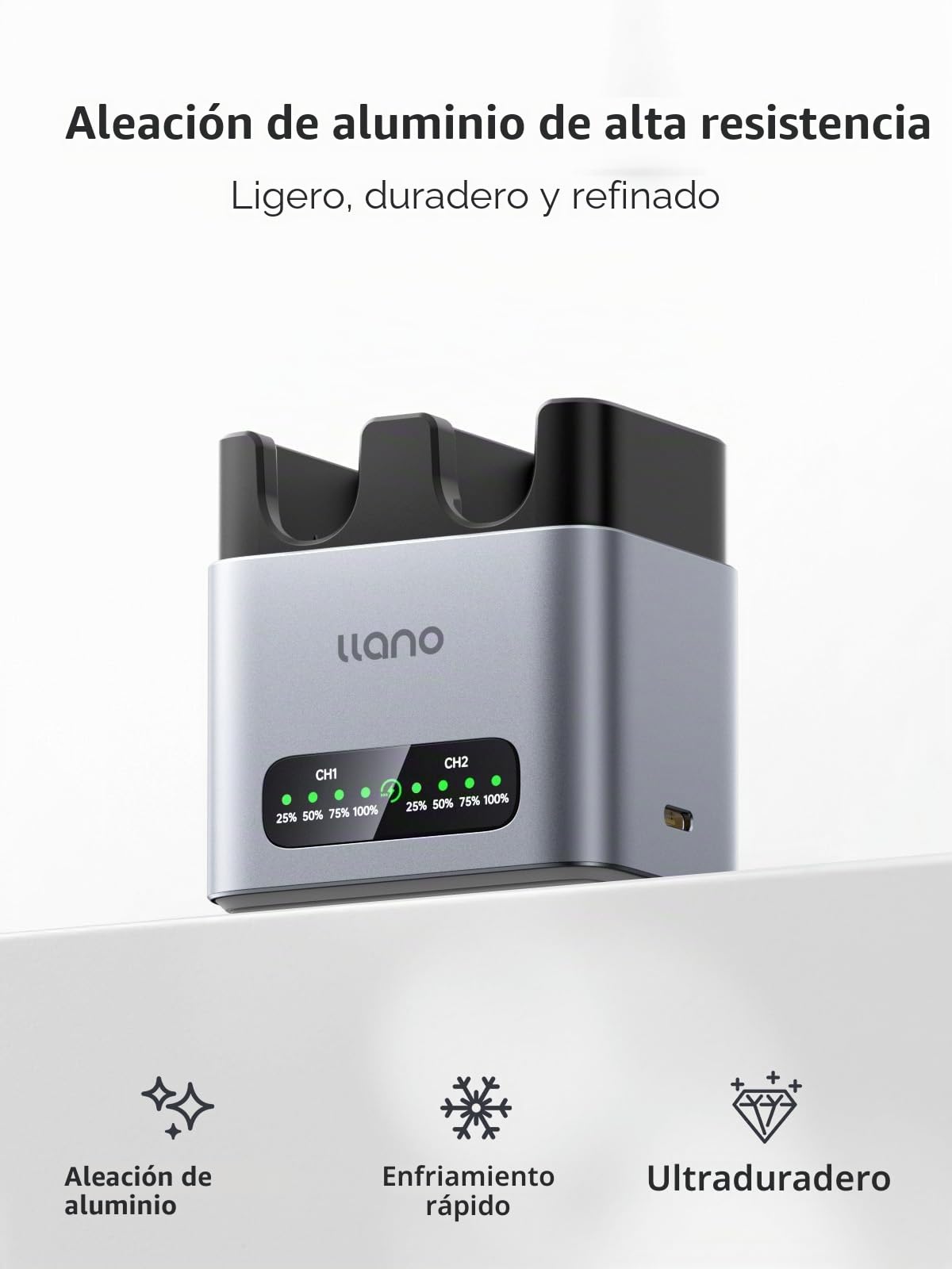 llano 20W NP-FZ100 Cargador Rápido para Sony Baterías de Cámara: A7III, A7IV, A6700, FX3, FX30, A9, A7C, A7CII, A7RV, A7RIII, A6600,ZV-E1, ZV-E10II,A1,FX2,USB-C, indicador LED, carcasa de aluminio CNC