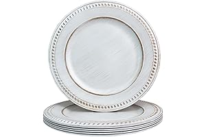 White Plastic Charger Plates Set of 6 for Elegant Table Settings