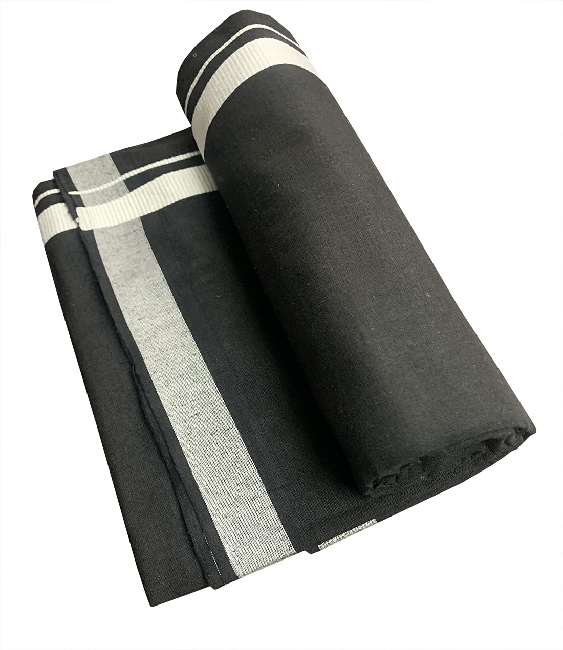 Prakasam Cotton Men's Kerala Style Premam Single (1.28X2.00 Mtrs) Colour (Pack Of 2) (Black Ash- Black) Dhoti