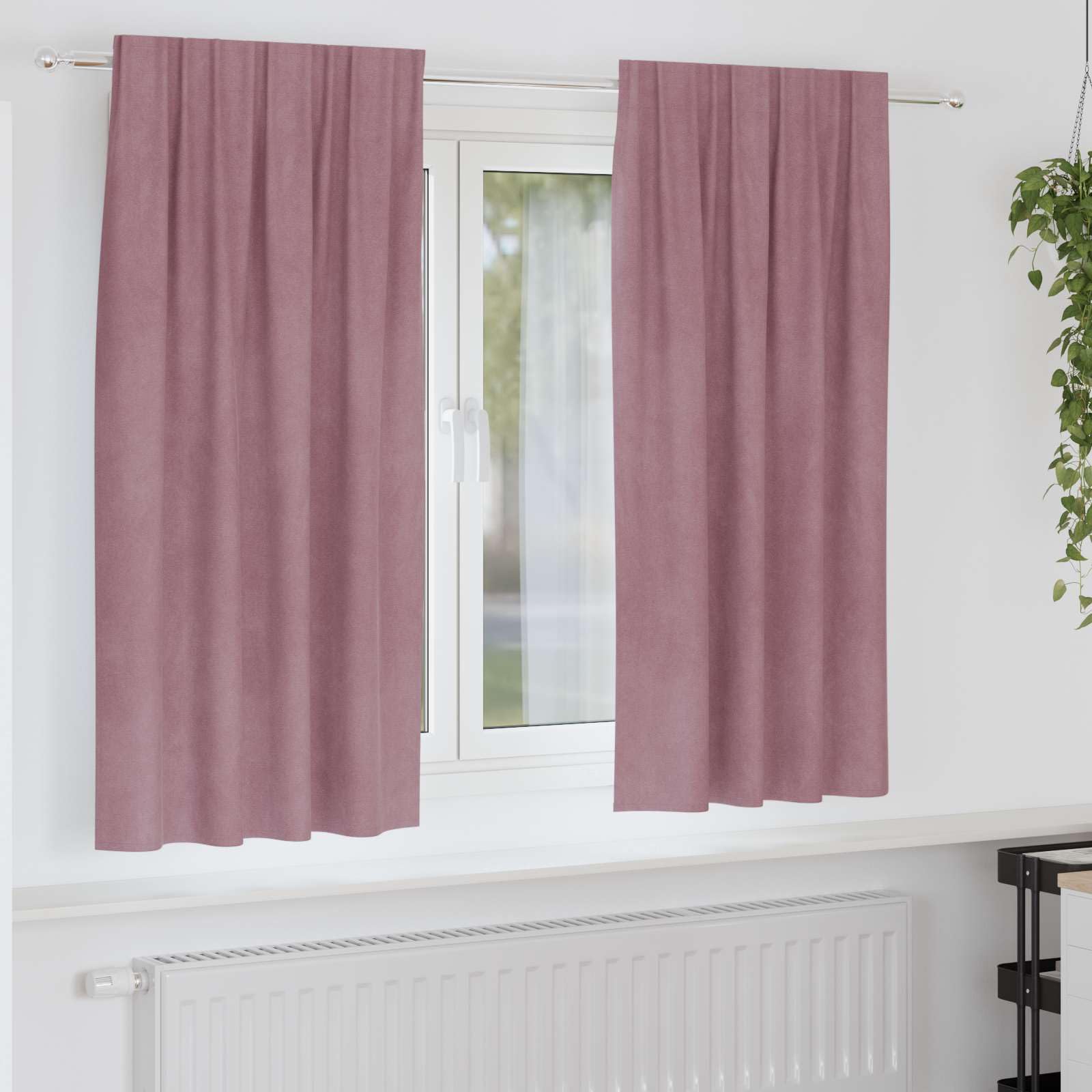 Rideaux occultants velours 2 pcs rose foncé finition haut de gamme