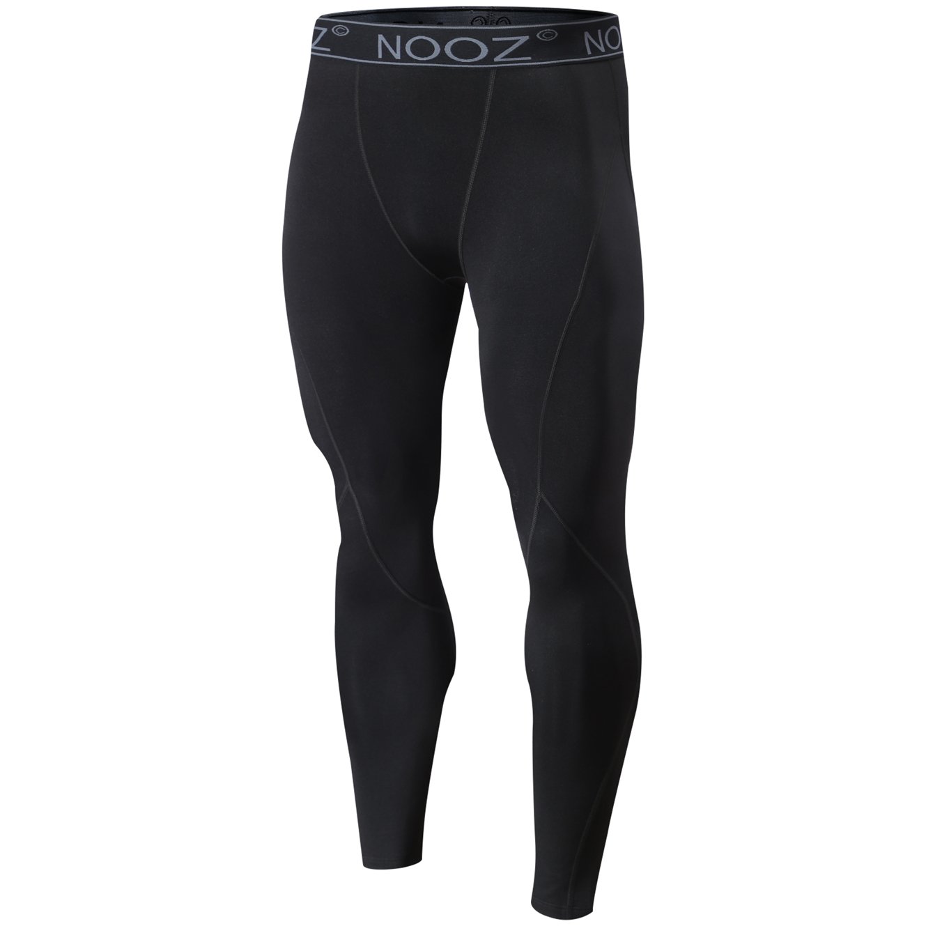 NOOZ Men's Quick Dry Powerflex Compression Baselayer Pants, Legging Tights for Men - Black, Large