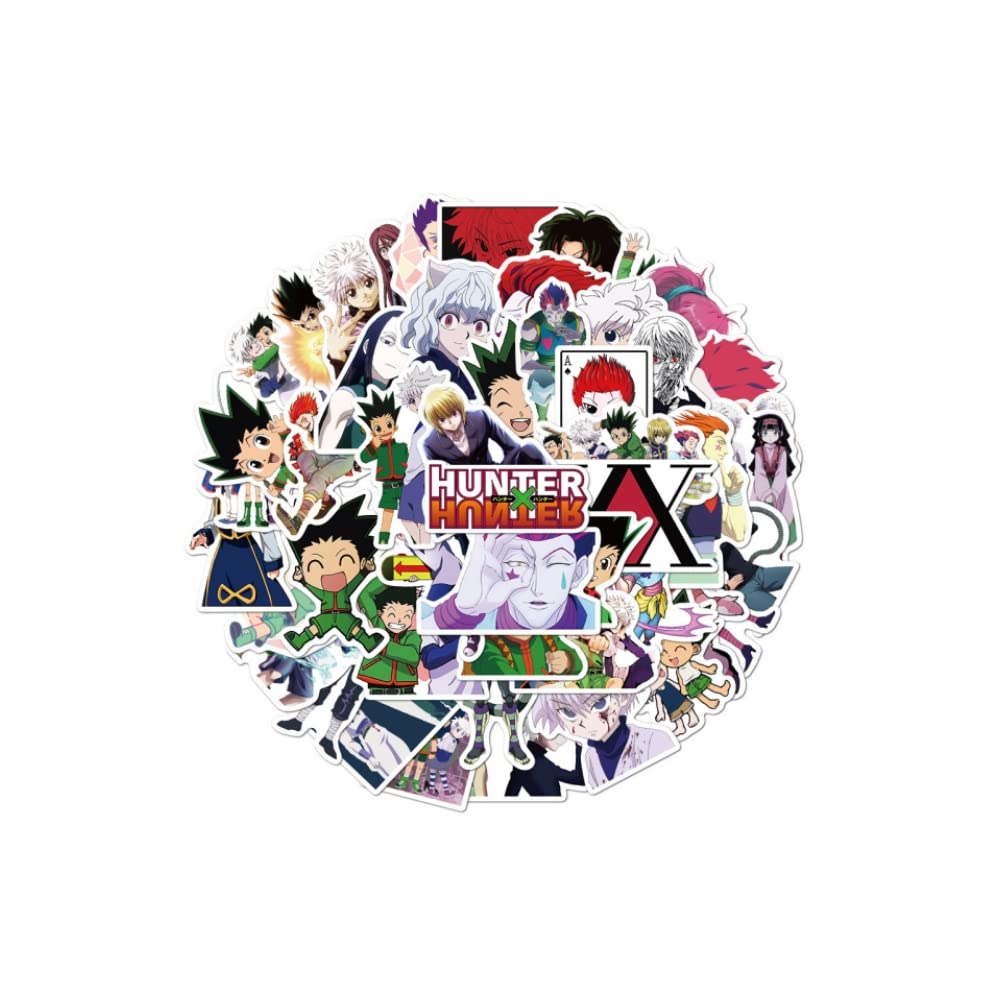 Hanaiette 50Pcs Hunter X Hunter Cartoon Anime Stickers Kids Stickers For Laptop Water Bottles Bicycle Skateboard Luggage Decal (50Pcs)