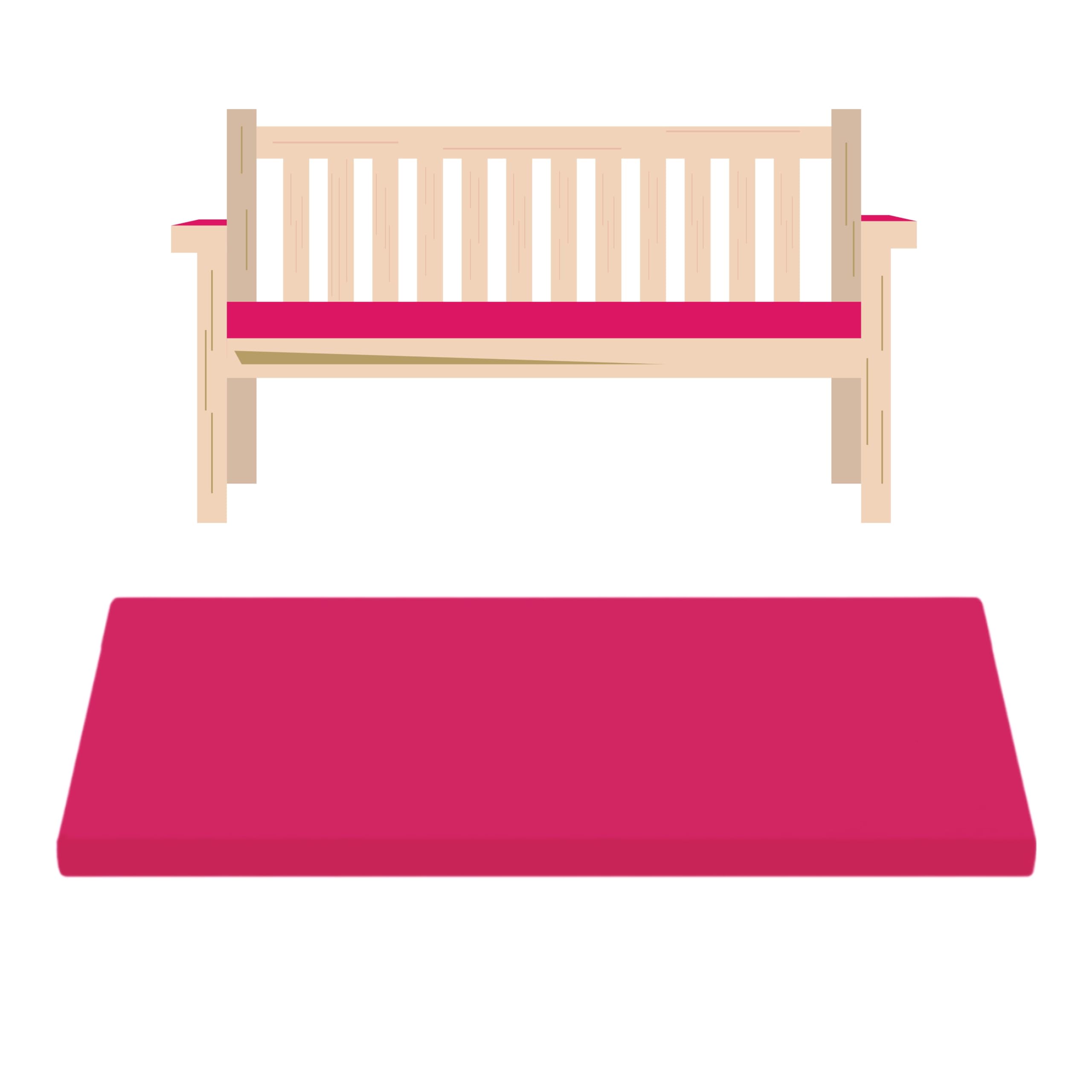 Water-resistant Garden Bench Pad for Outdoor/Indoor Seat Cushion, Zipped, Removable Cover – Durable, Foam Padding for Garden, Patio, Dining, Entryway Benches (Pink, 3 Seater 143 x 52 x 6 cm) — image 1