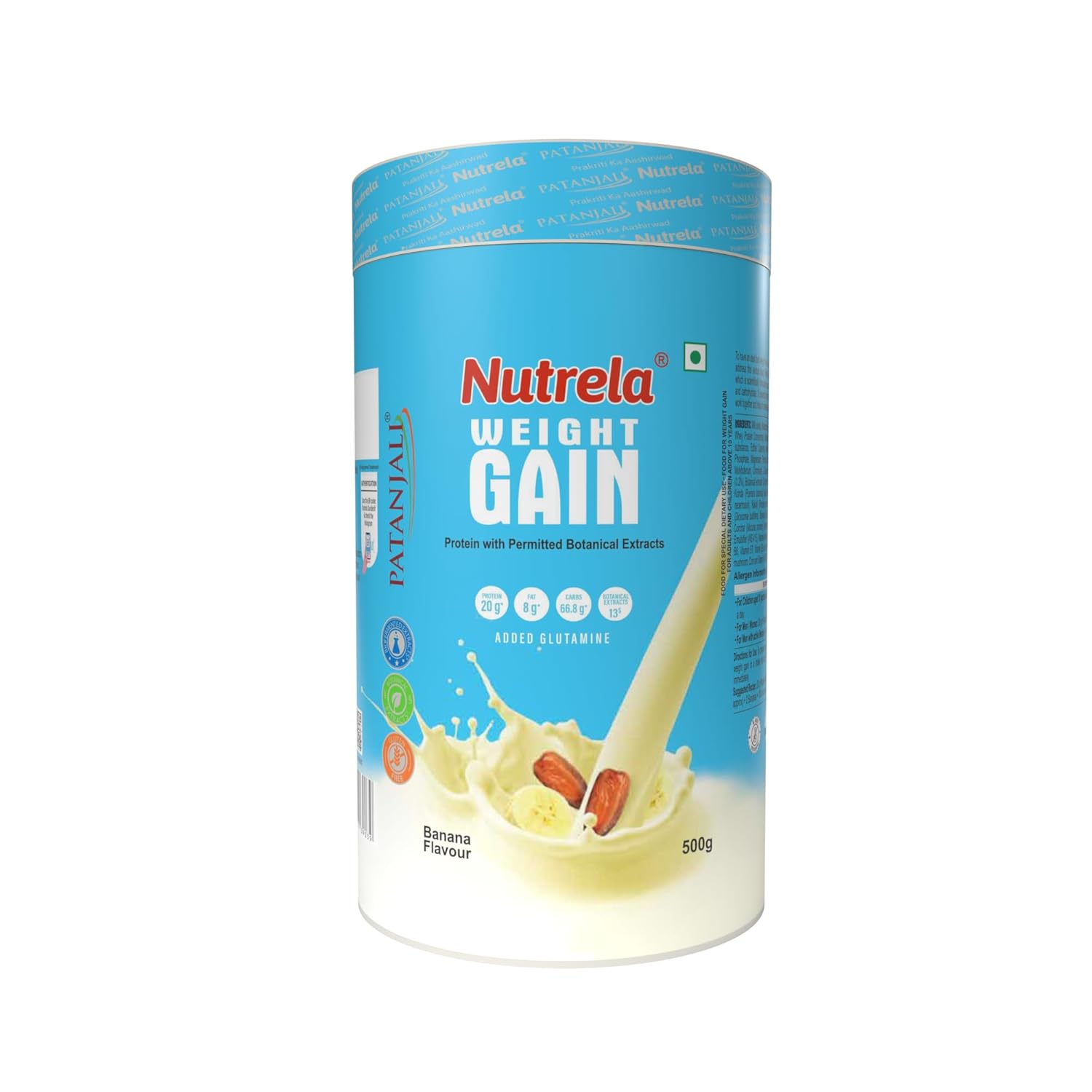 Nutrela Weight Gainer – 500g | 20g Protein, 66.8 Carbs, 13 Vitamins & 12 Minerals with Khandsari Sugar | Ideal for Athlete, Men, Women & Kids above 10 Year – Banana Flavour Nutrela Weight Gainer – 500g | 20g Protein, 66.8 Carbs, 13 Vitamins & 12 Minerals with Khandsari Sugar | Ideal for Athlete, Men, Women & Kids above 10 Year – Banana Flavour