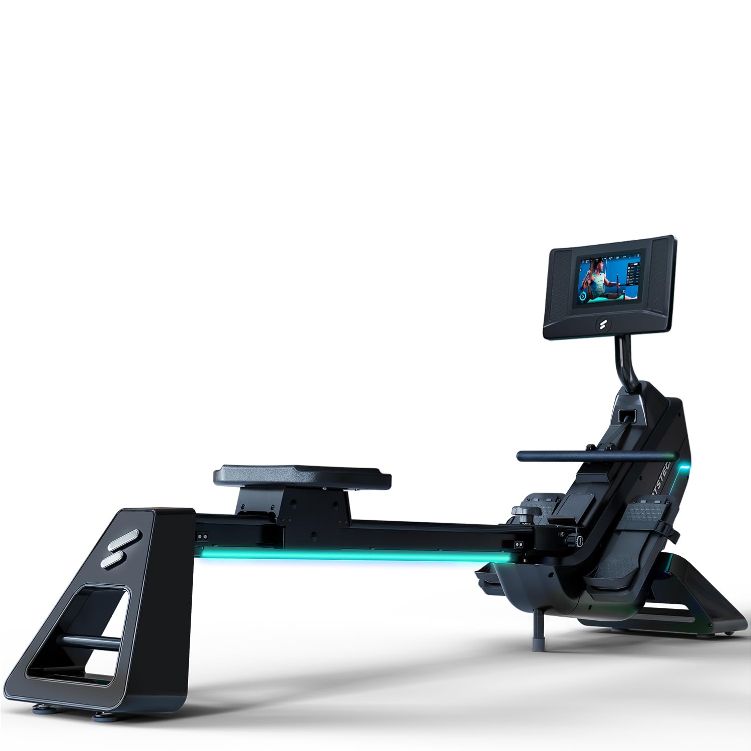 Rameur Premium Sportstech pour la Maison avec écran Tactile, avec 1 an d'App STL Incluse, Marque Allemande, appli avec Cours & entraînements, rameur Pliable avec Technologie LED, sRow