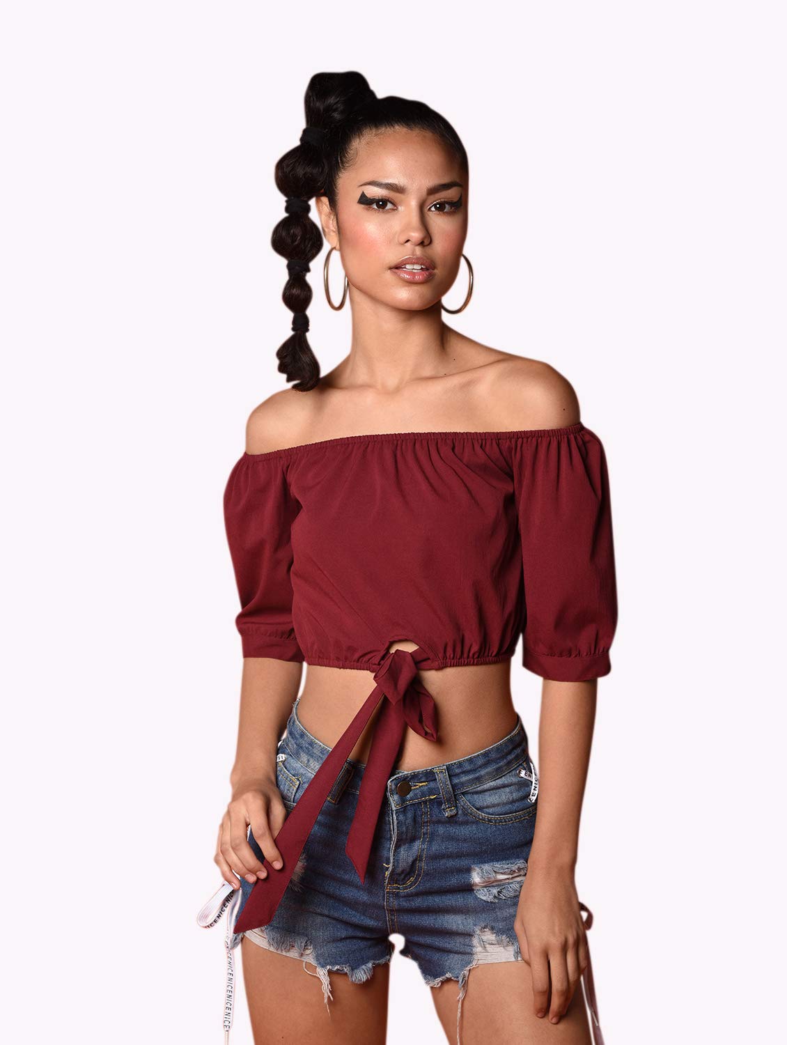 Women Off Shoulder Knotted Top-picture-10